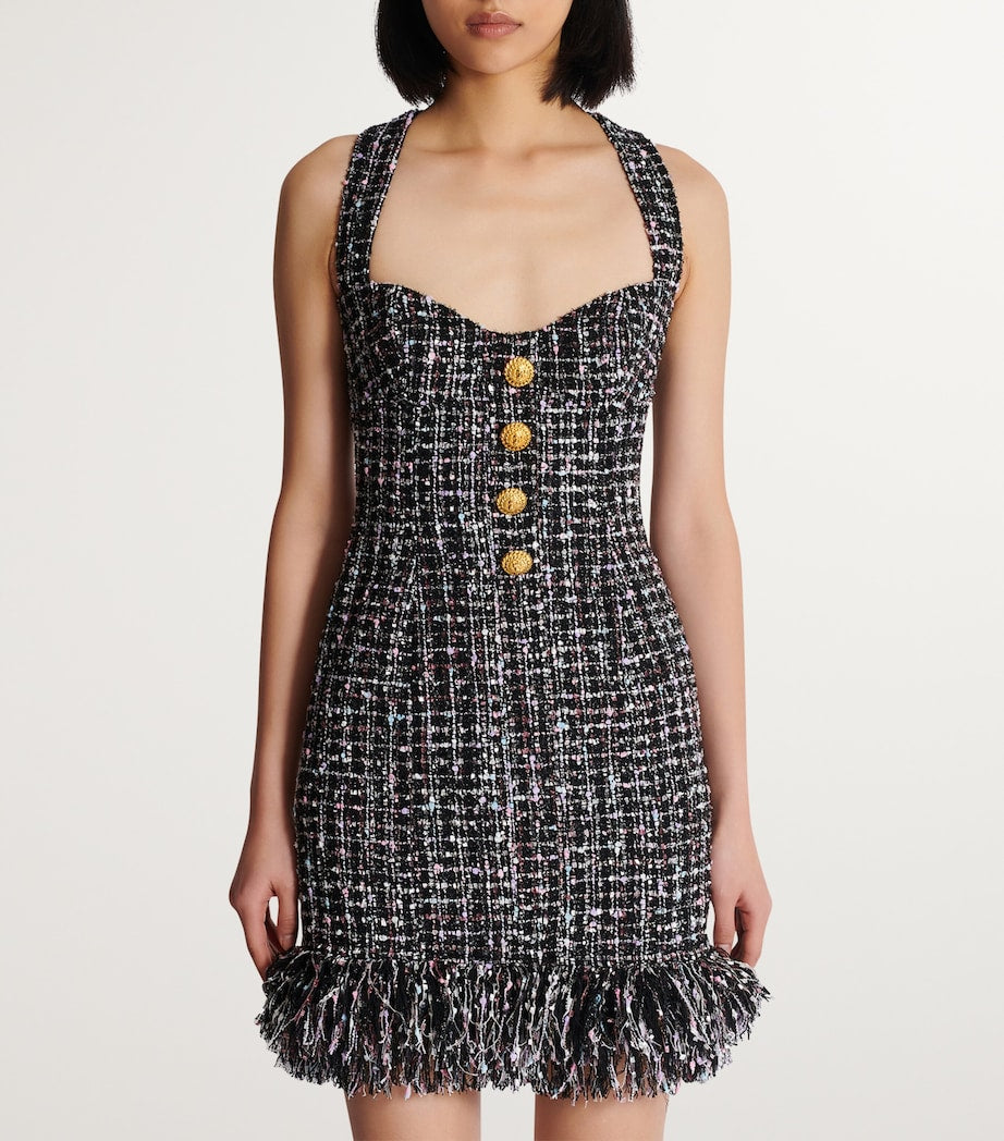 BALMAIN BUTTONED TWEED SHORT DRESS - BEYMEN