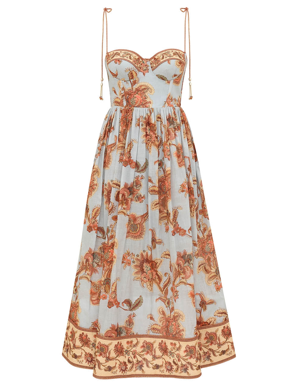 ZIMMERMAN ASTER CORSET MIDI DRESS - BEYMEN