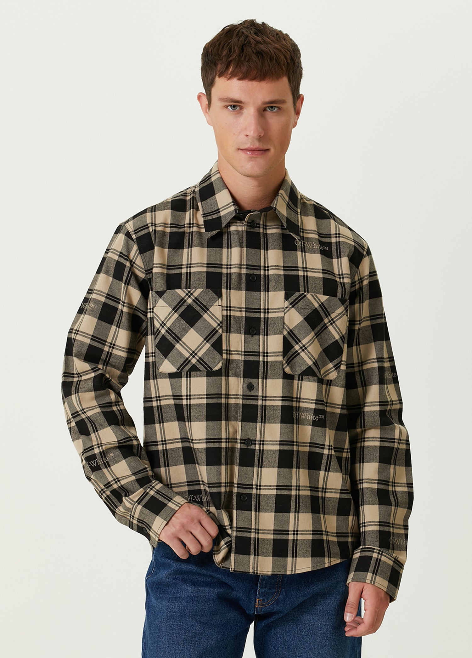 OFF-WHITE CHECK FLANN SHIRT BEIGE - BEYMEN