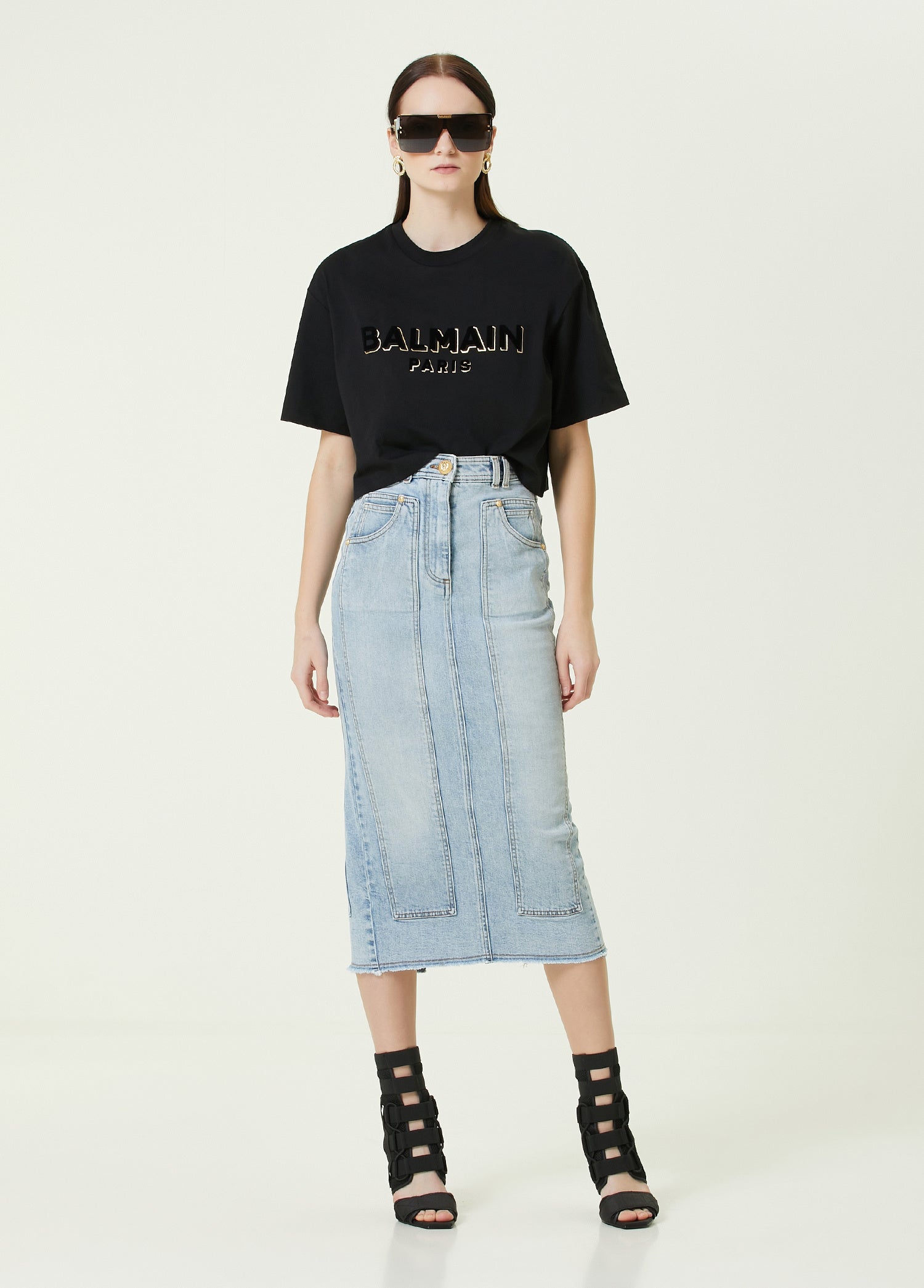 BALMAIN LOGO CROP T-SHIRT - BEYMEN