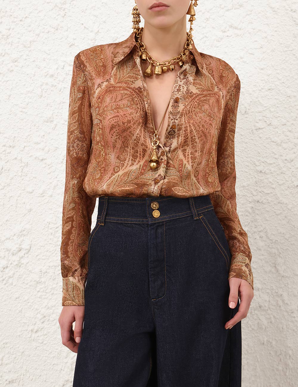 ZIMMERMAN HYPNOTIC SATIN SHIRT - BEYMEN