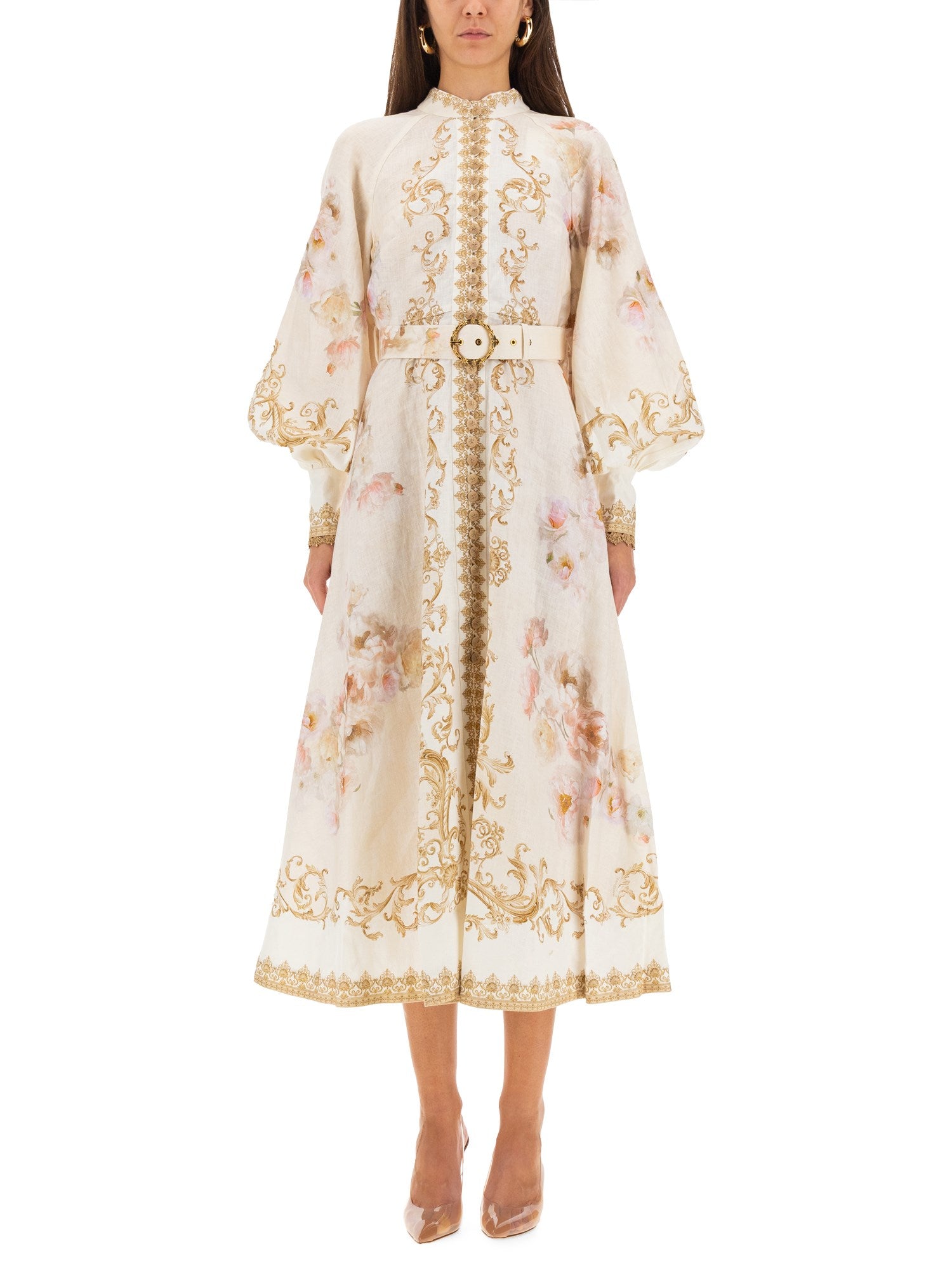 ZIMMERMAN HYPNOTIC BUTTONED MIDI DRESS - BEYMEN
