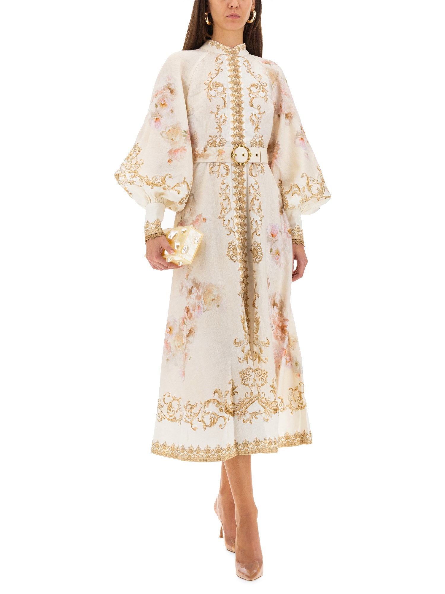 ZIMMERMAN HYPNOTIC BUTTONED MIDI DRESS - BEYMEN