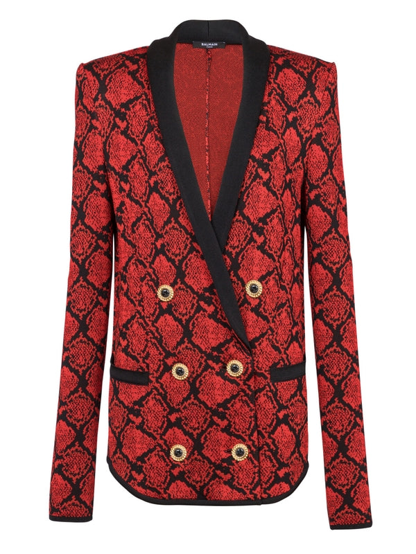 BALMAIN COLLAR PYTHON KNIT JKT