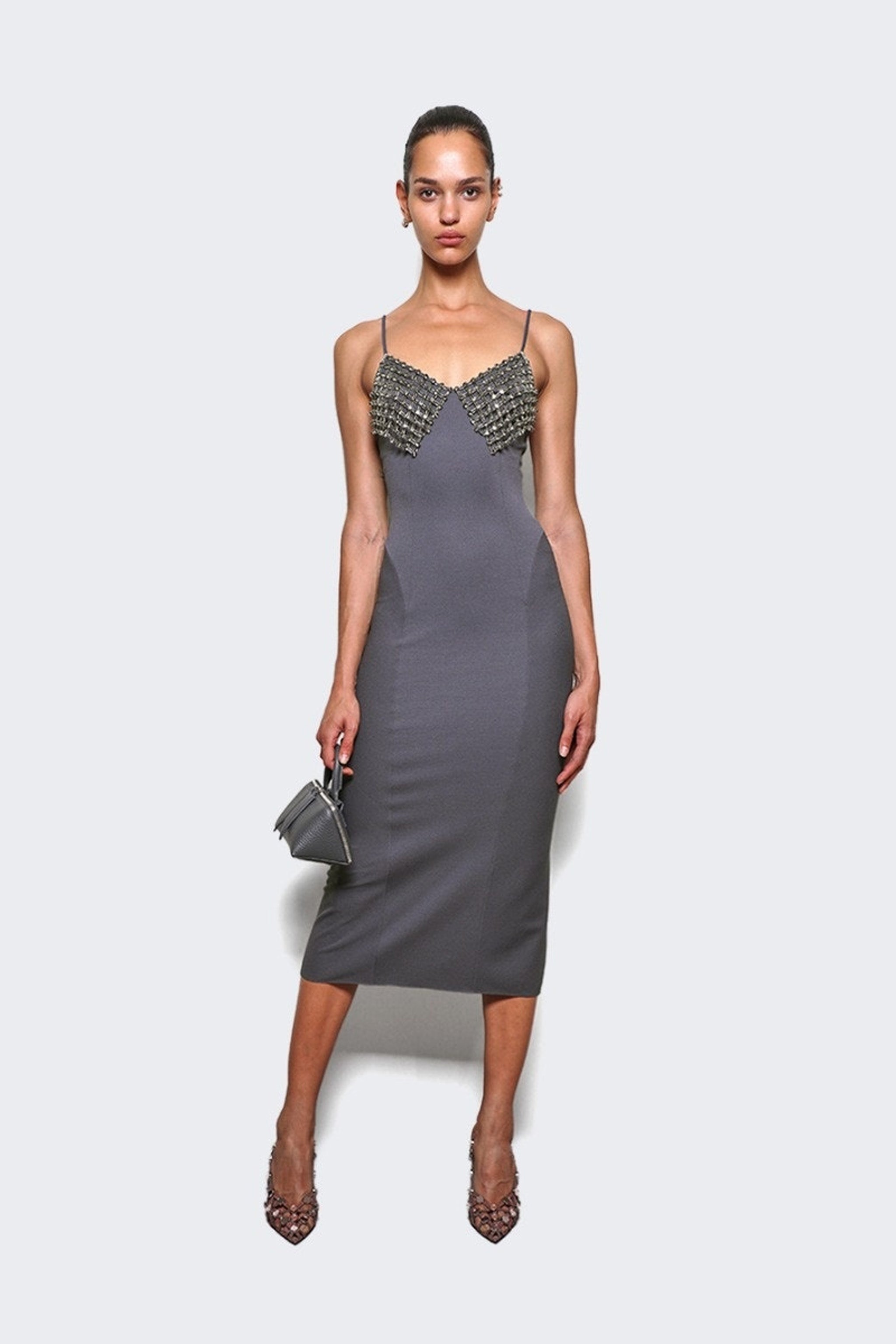 THE ATTICO EMBELLISHED MIDI DRESS - BEYMEN