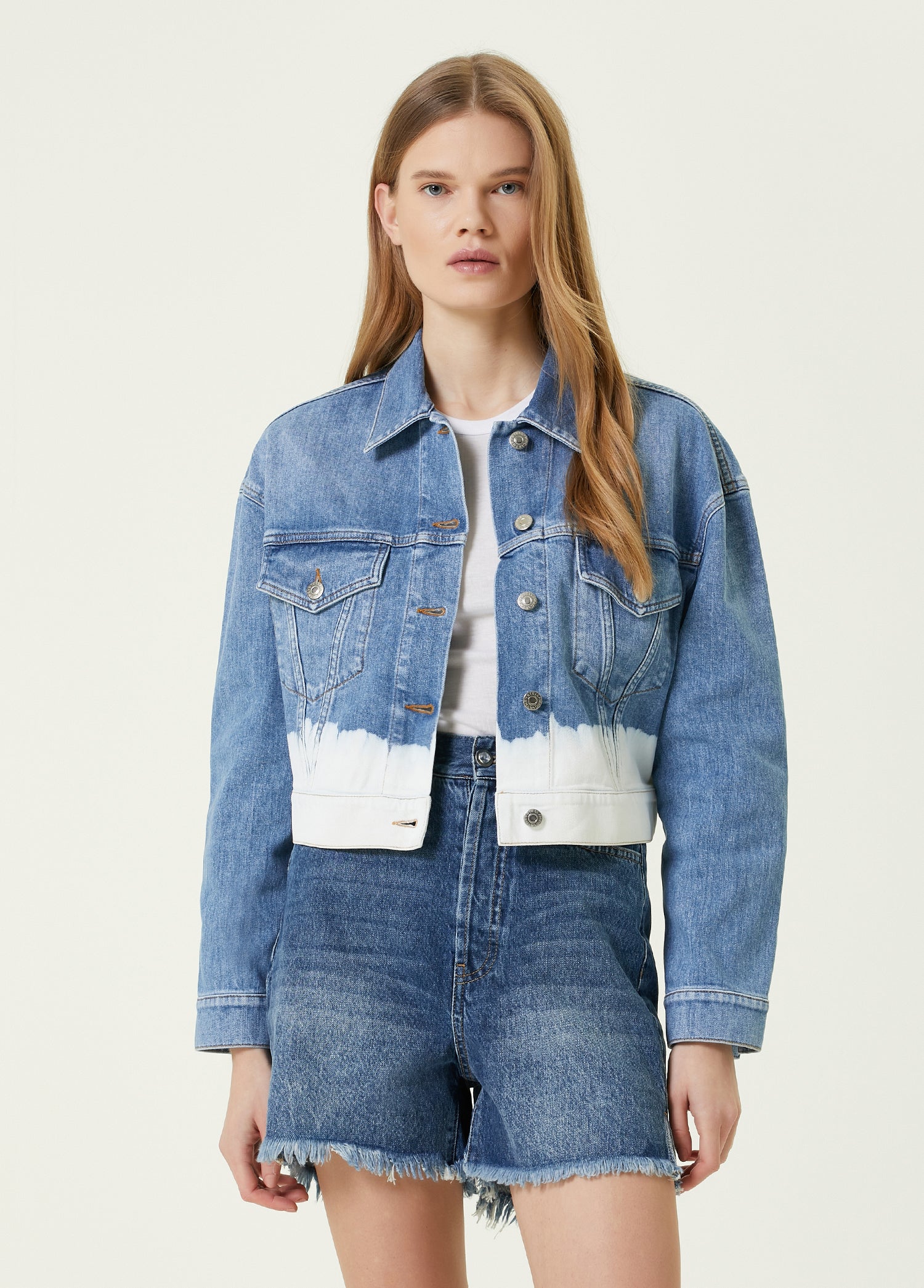 STELLA MCCARTNEY DIP DYE CROP DENIM JACKET - BEYMEN