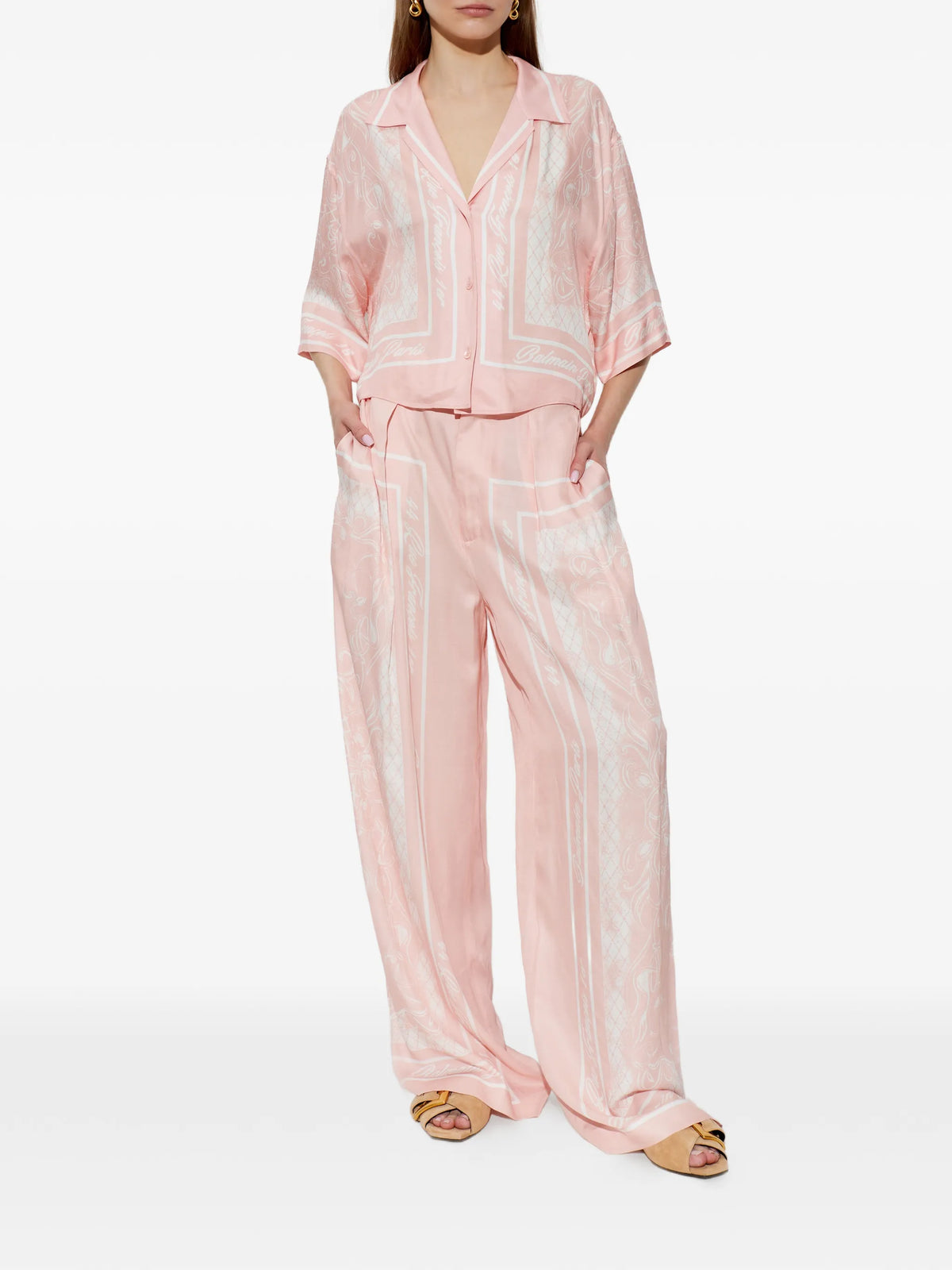BALMAIN FOULARD PRINT TWILL PANTS - BEYMEN