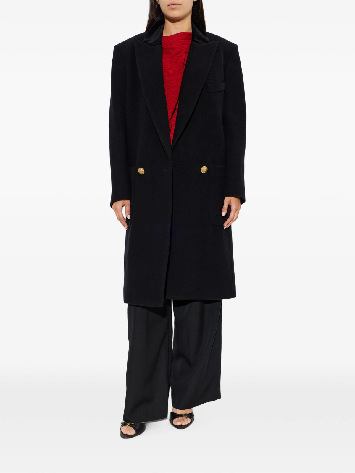 BALMAIN 2 PKTS WOOL LONG COAT - BEYMEN