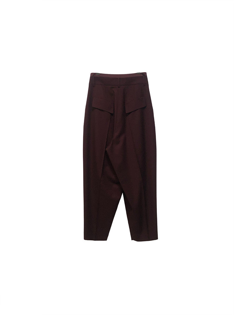 GAZE DE LIN SATIN WAIST-CONTRAST WOOL PANT - BEYMEN