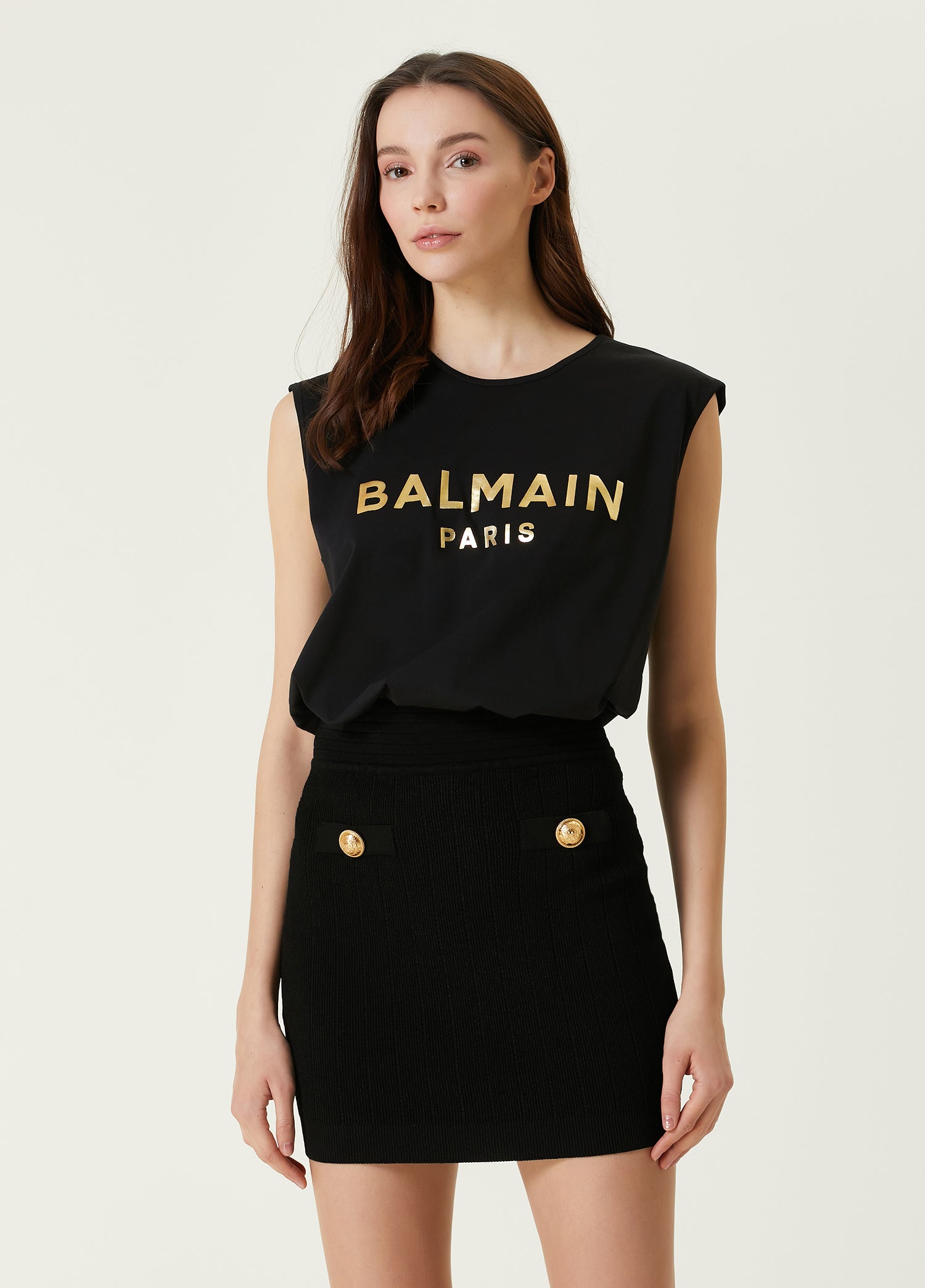 BALMAIN 3 BTN METALLIC TANK TOP - BEYMEN