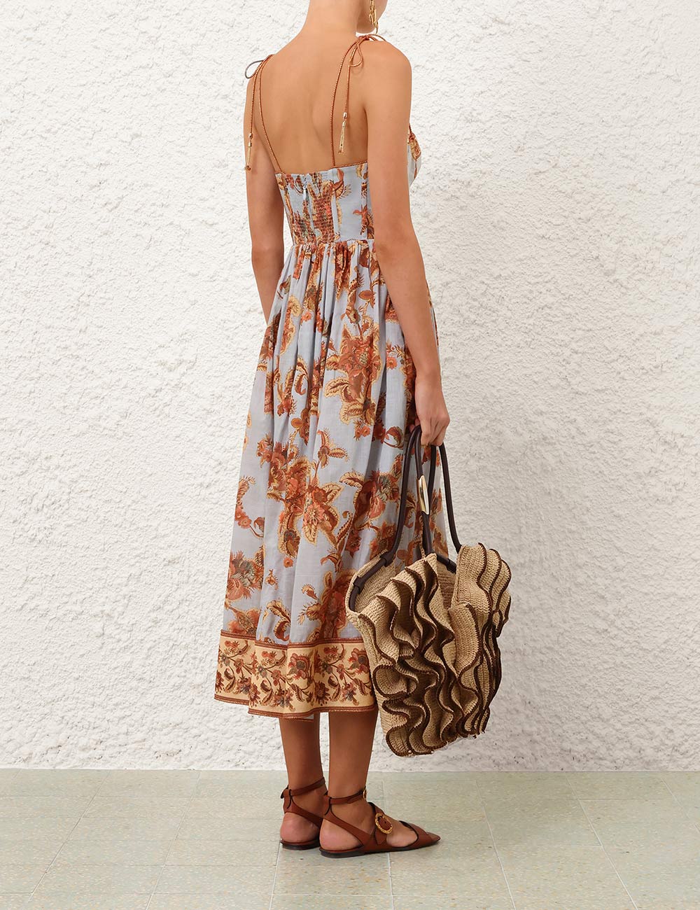 ZIMMERMAN ASTER CORSET MIDI DRESS - BEYMEN
