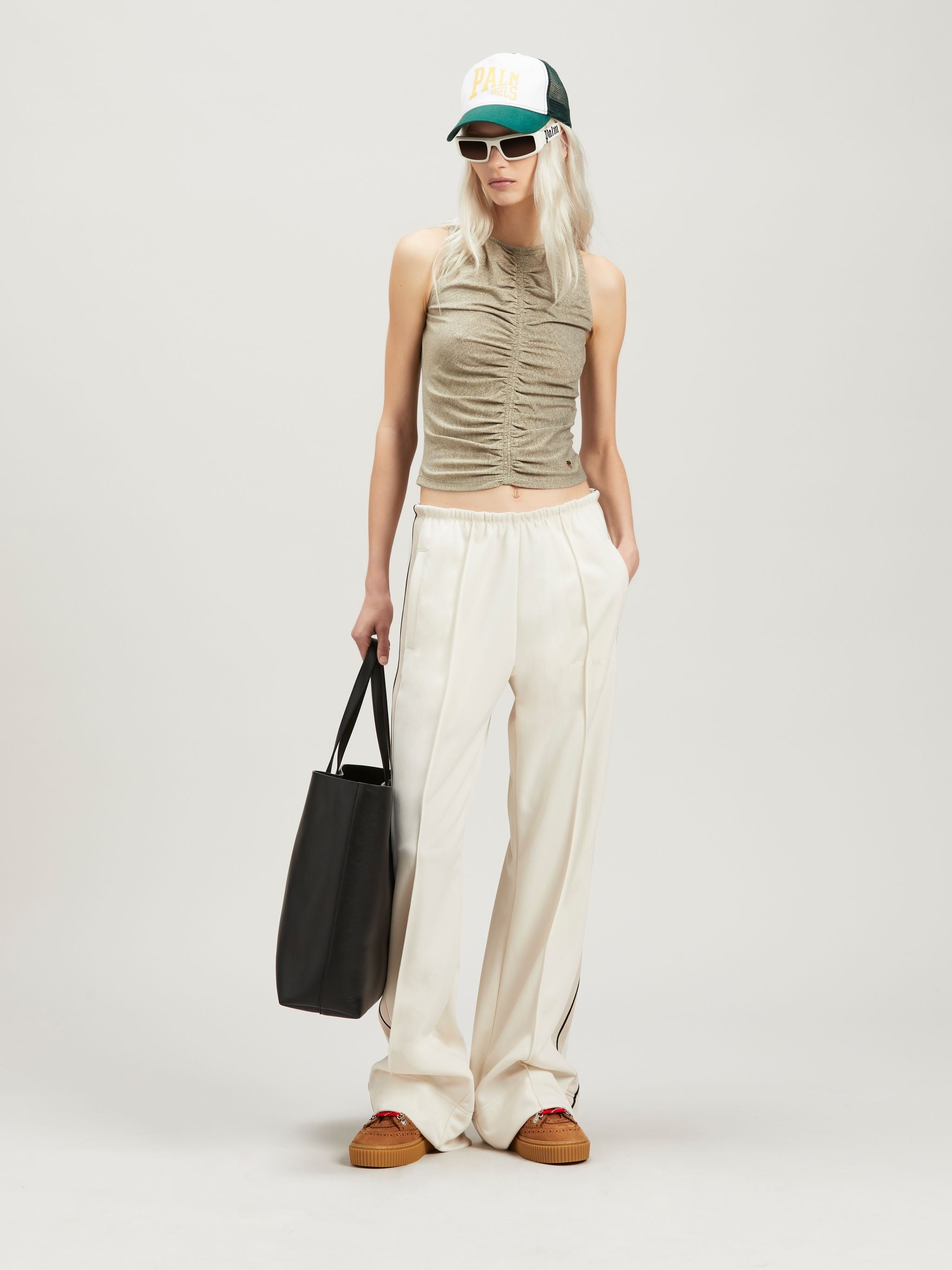 PALM ANGELS LUREX ROUCHED TOP - BEYMEN