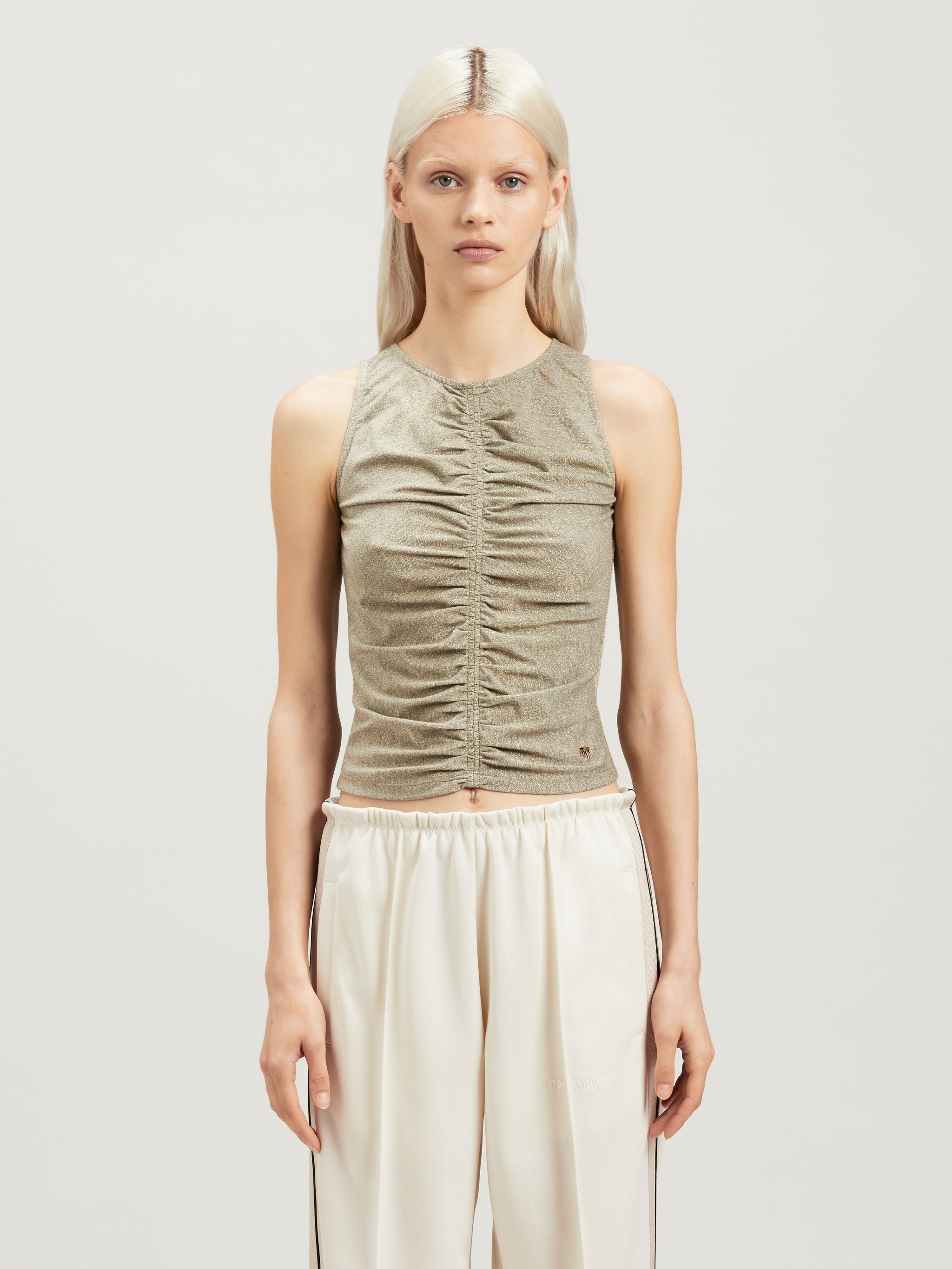 PALM ANGELS LUREX ROUCHED TOP - BEYMEN