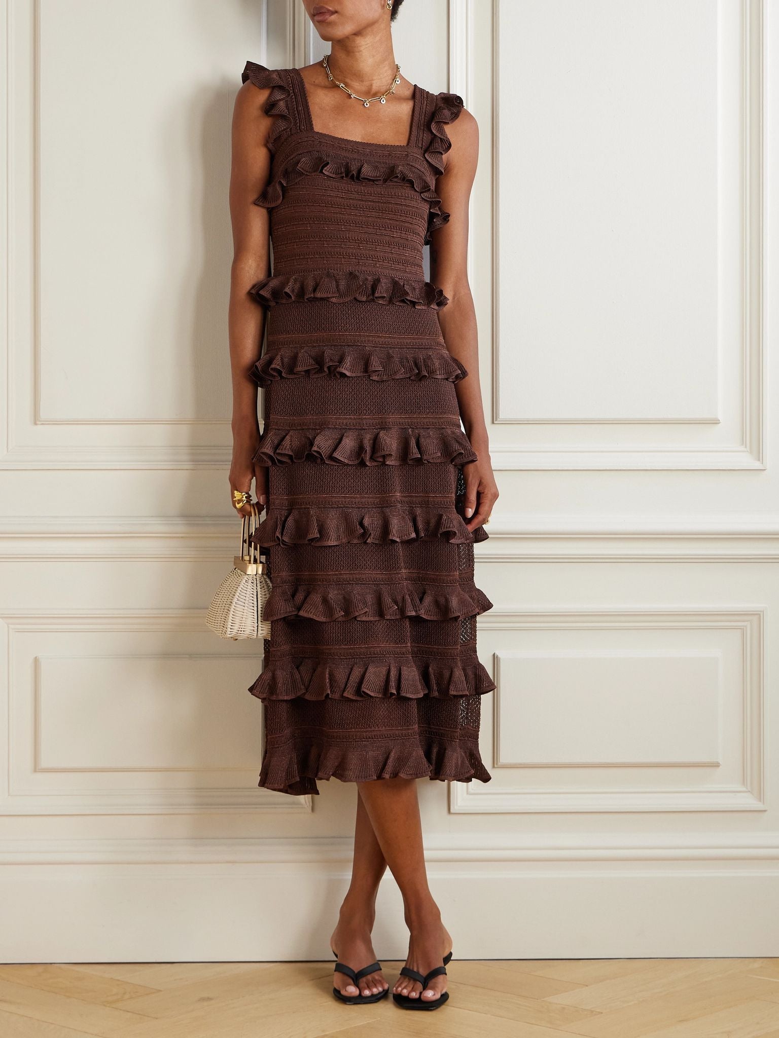 ZIMMERMAN HYPNOTIC LACE FRILL MIDI DRESS - BEYMEN