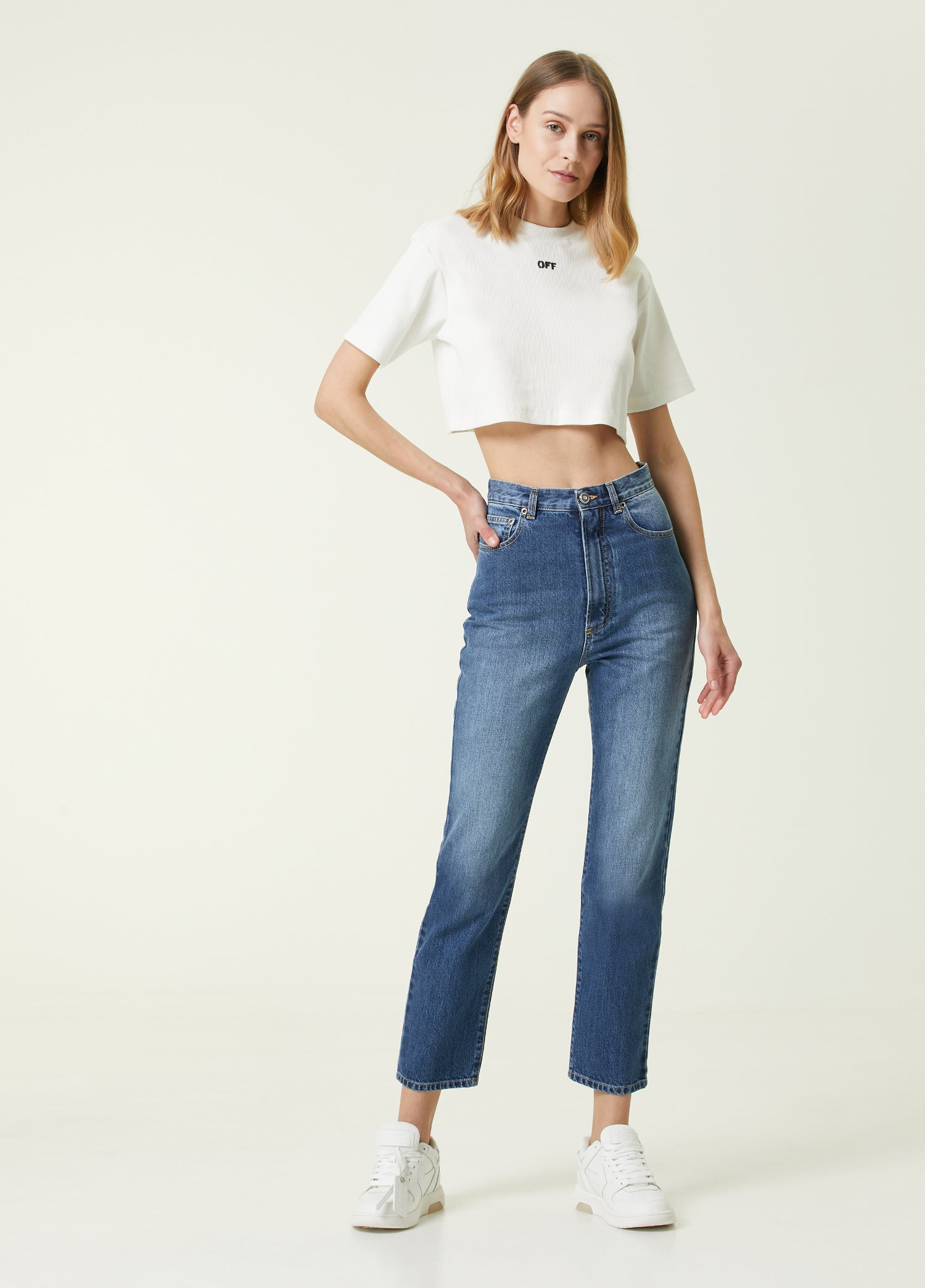 OFF-WHITE OFF STAMP RIBBED CROPPED TEE - BEYMEN