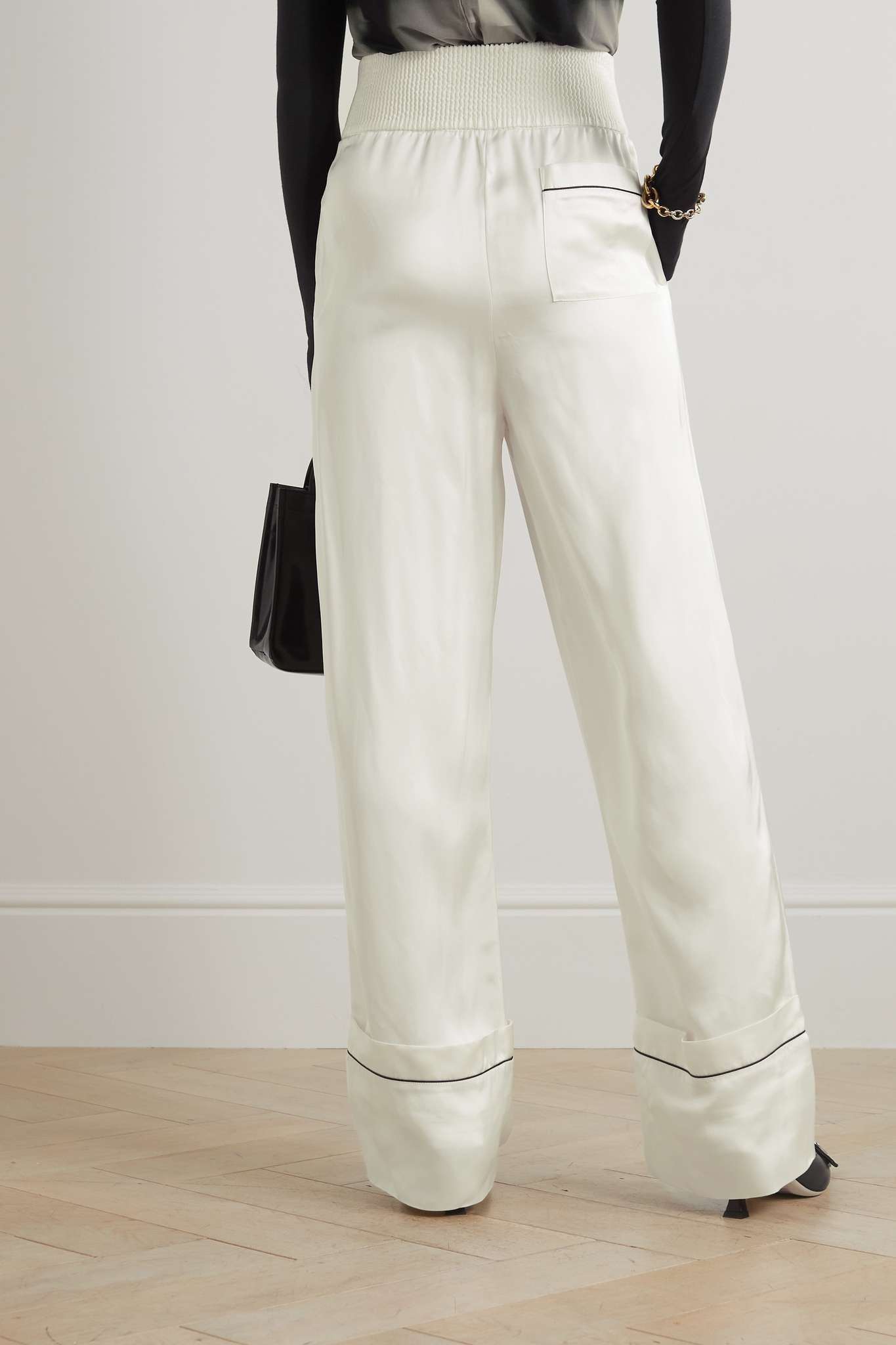 OFF-WHITE SATIN PAJAMA PANT - BEYMEN