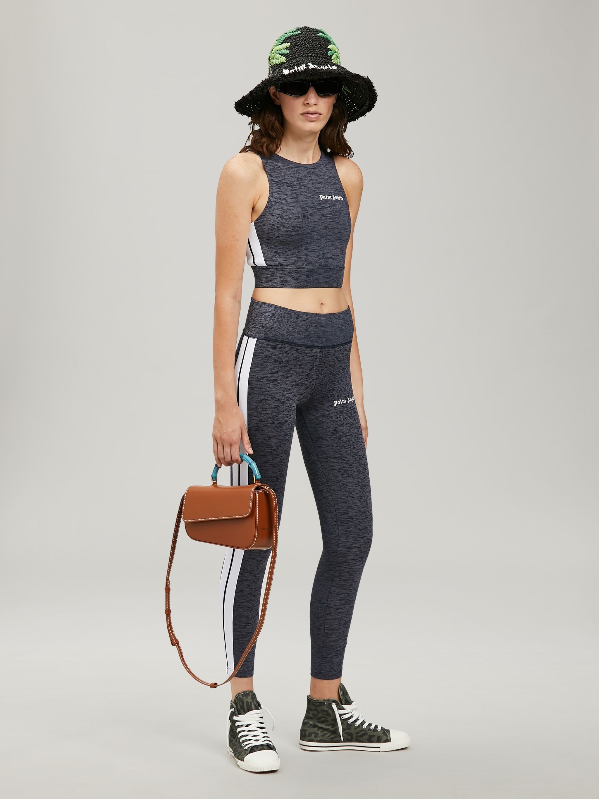 PALM ANGELS MELANGE TRACK LEGGINGS MELANGE - BEYMEN