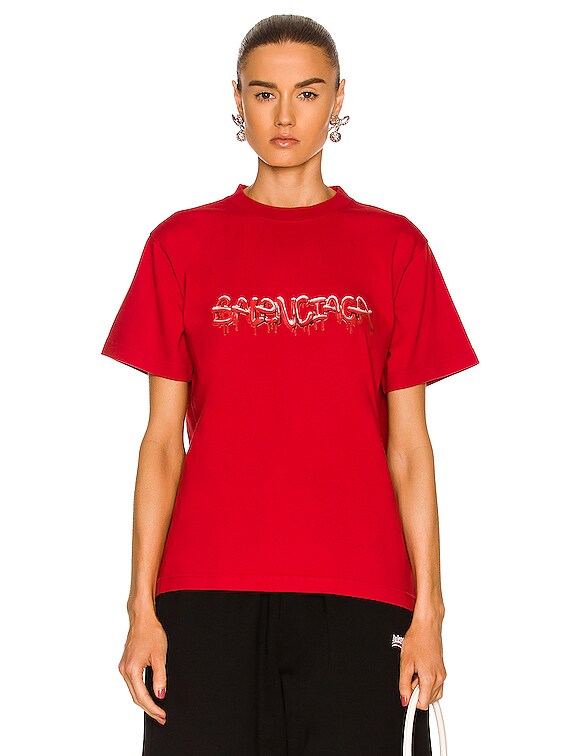 Balenciaga red t shirt best sale