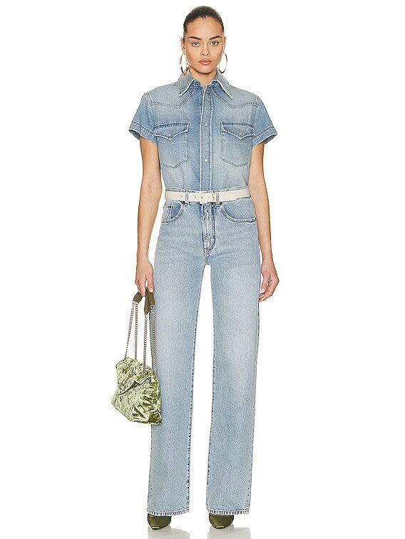 YVES SAINT LAURENT WIDE LEG DENIM PANTS - BEYMEN
