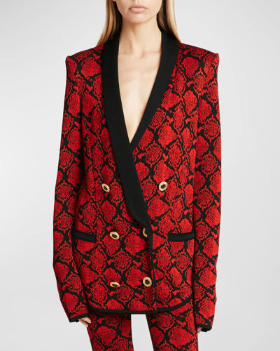 BALMAIN COLLAR PYTHON KNIT JKT - BEYMEN