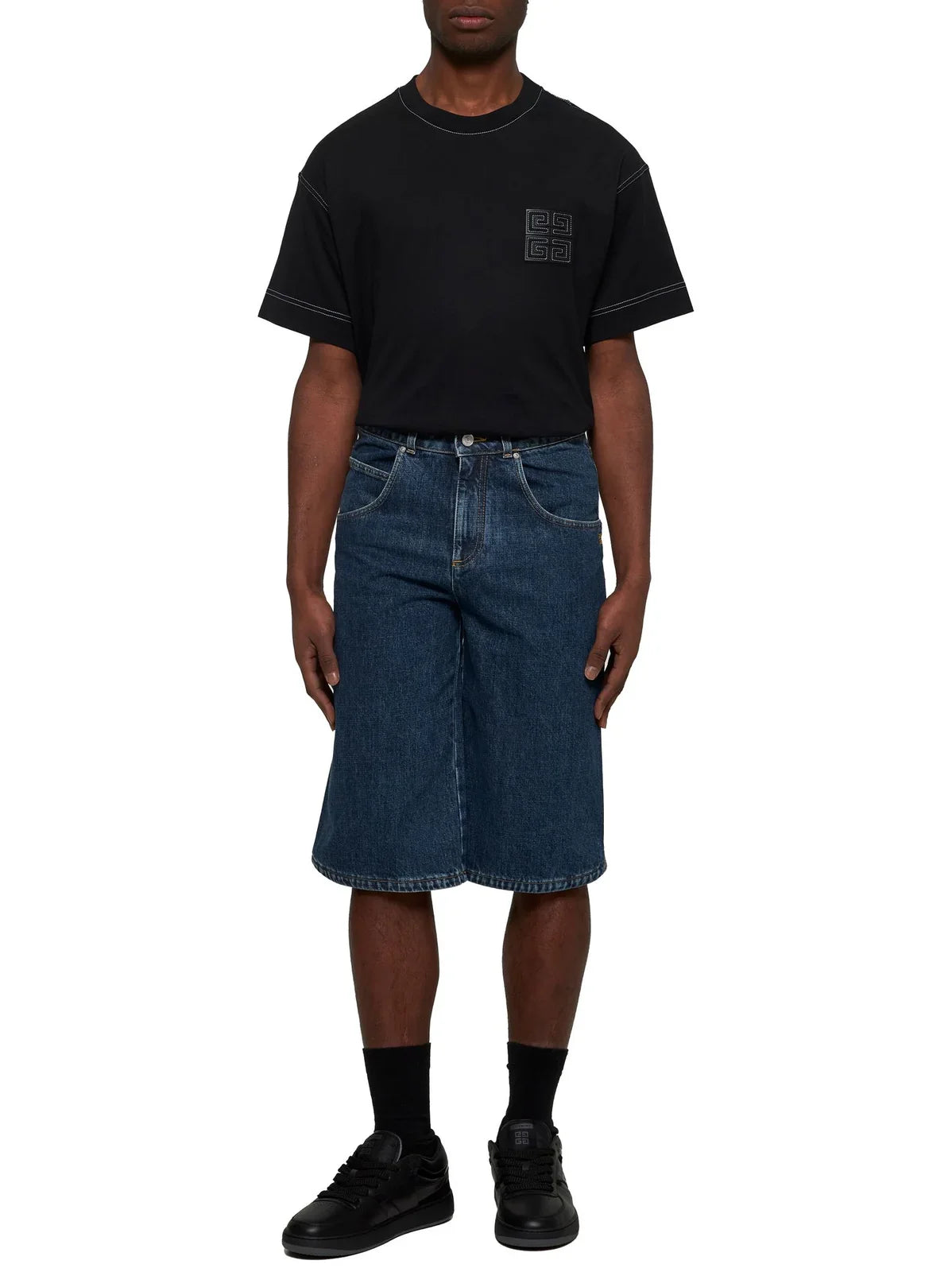 GIVENCHY CURVED SIDE DENIM SHORTS - BEYMEN