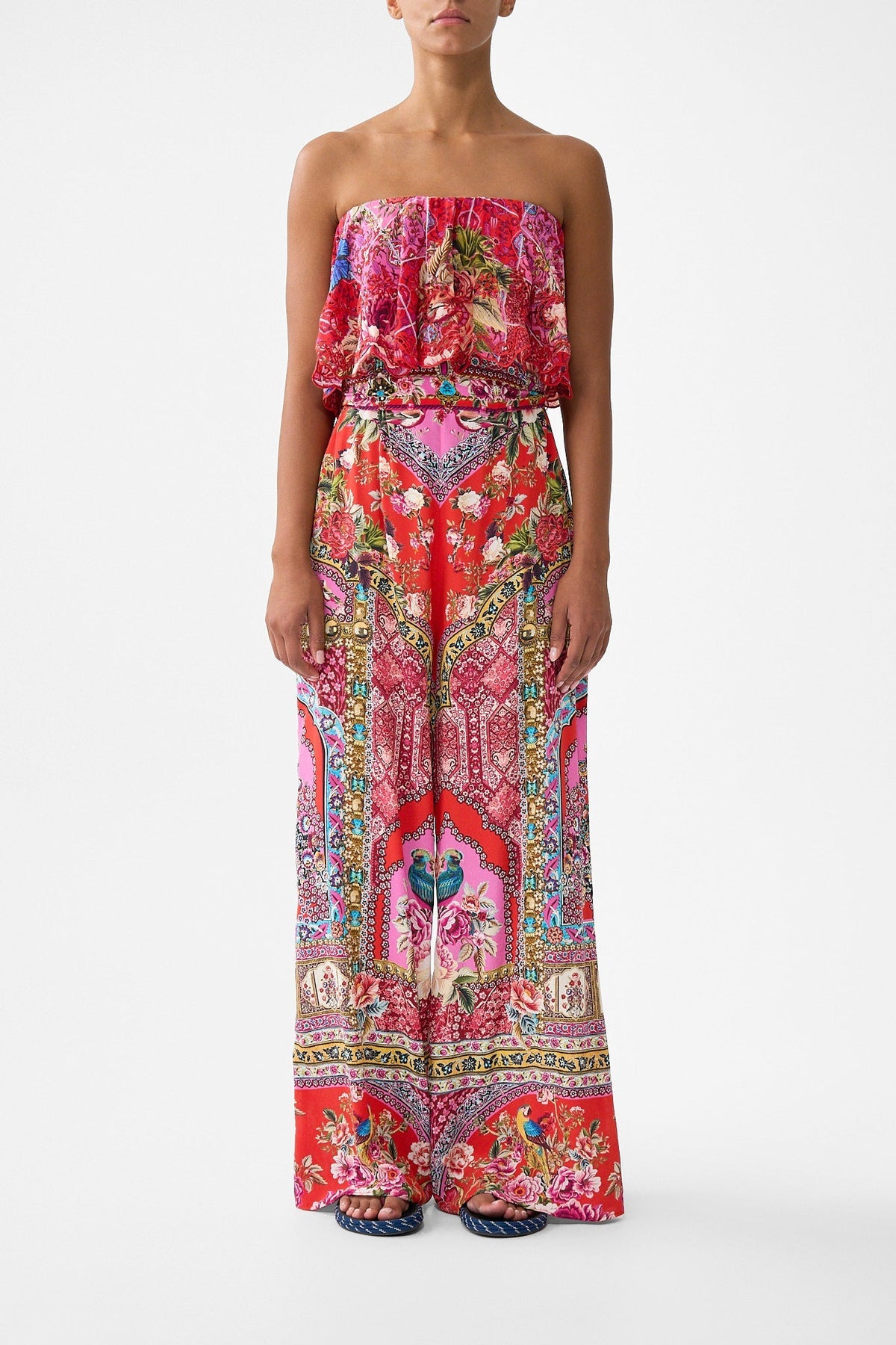 CAMILLA STRAPLESS JUMPSUIT WITH FRILL - BEYMEN