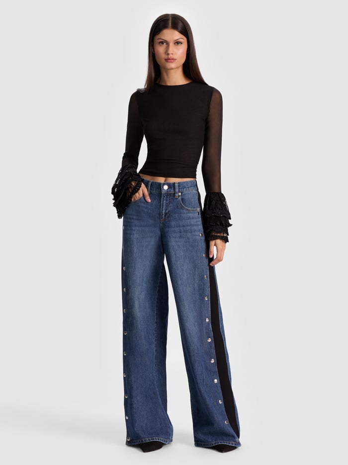 ALICE + OLIVIA TOP W RUFFLE CUFF - BEYMEN