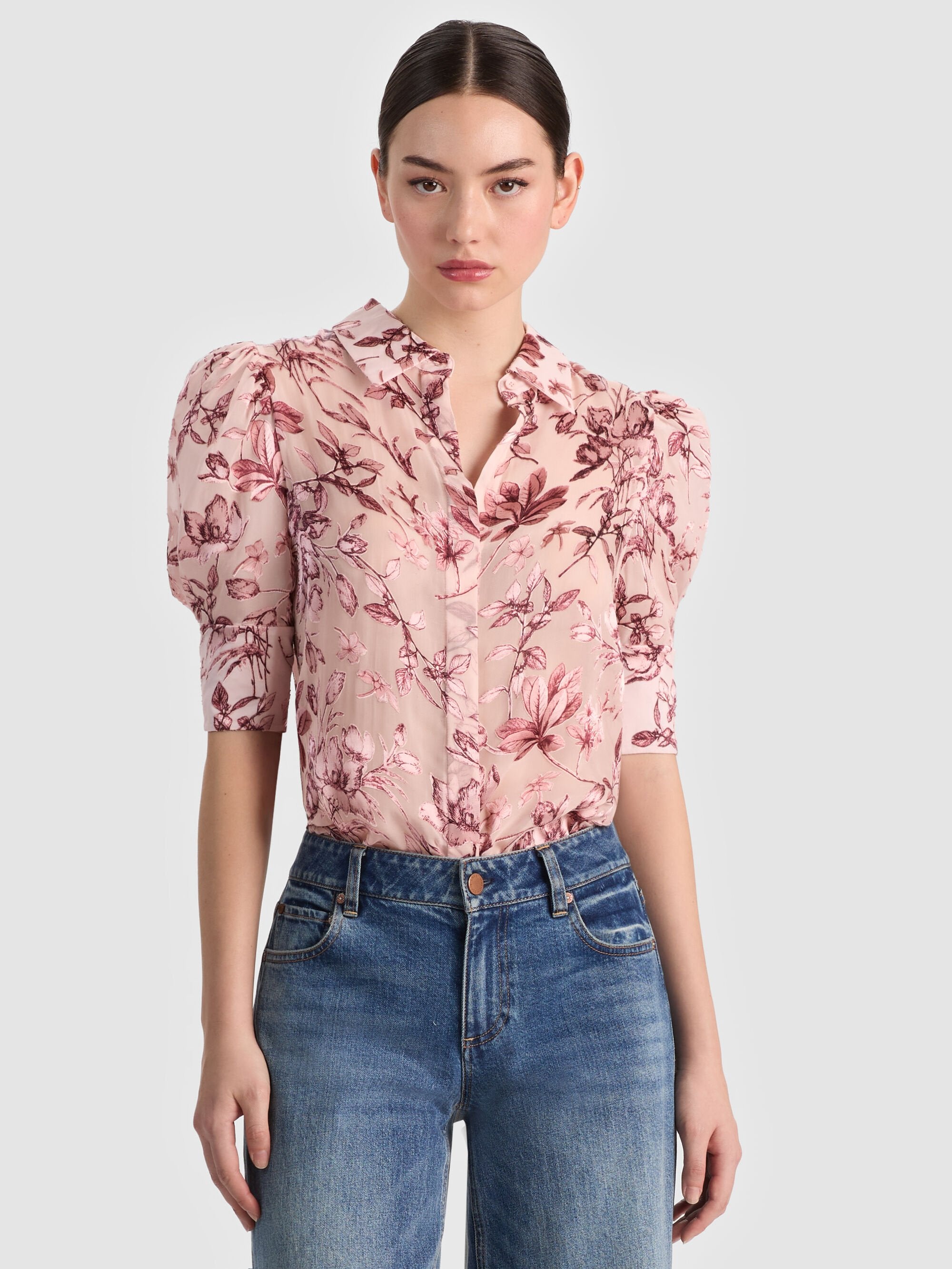 ALICE + OLIVIA SLEEVE PLKT TOP - BEYMEN
