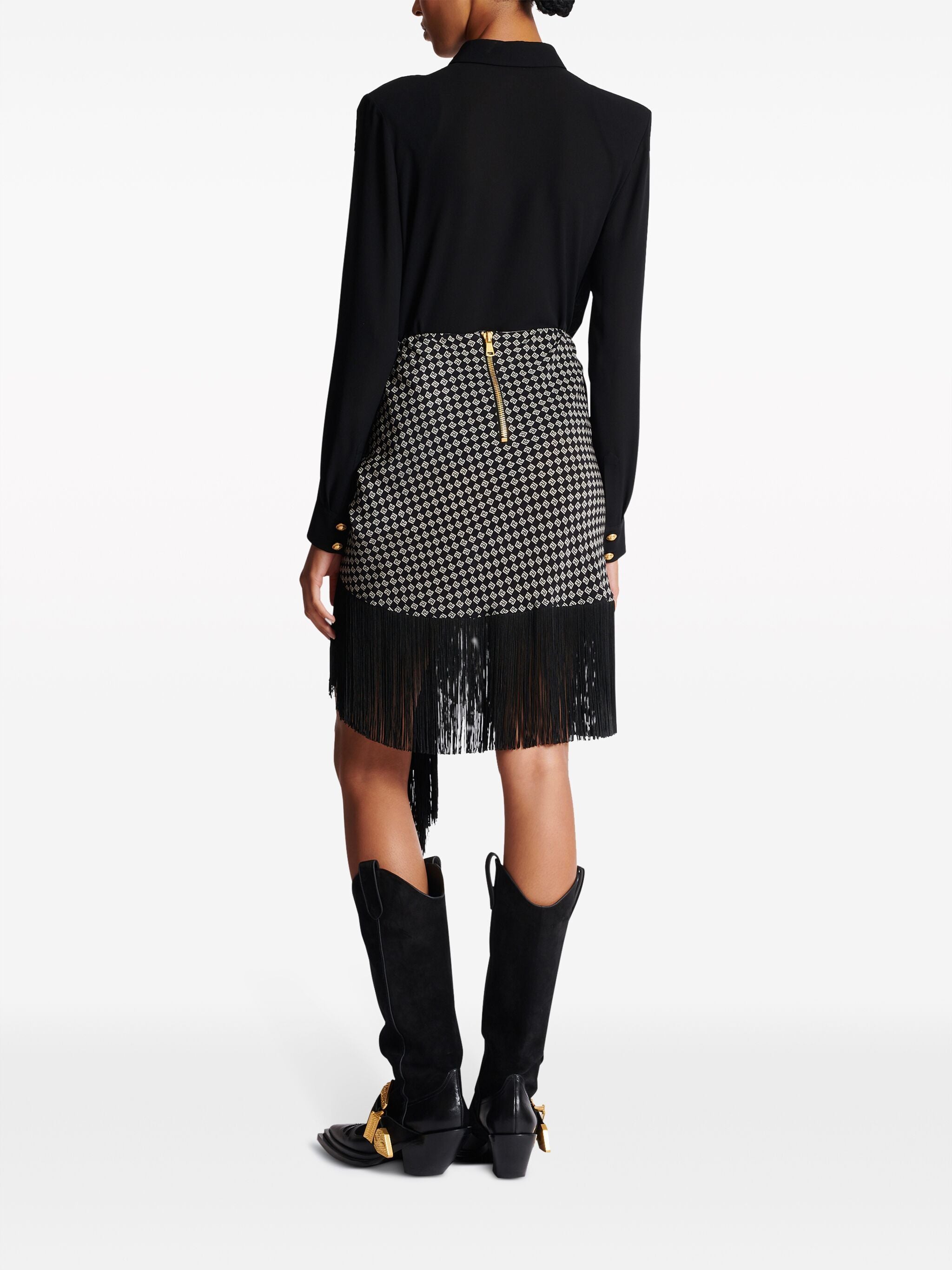 BALMAIN SILK SHORT SKIRT - BEYMEN