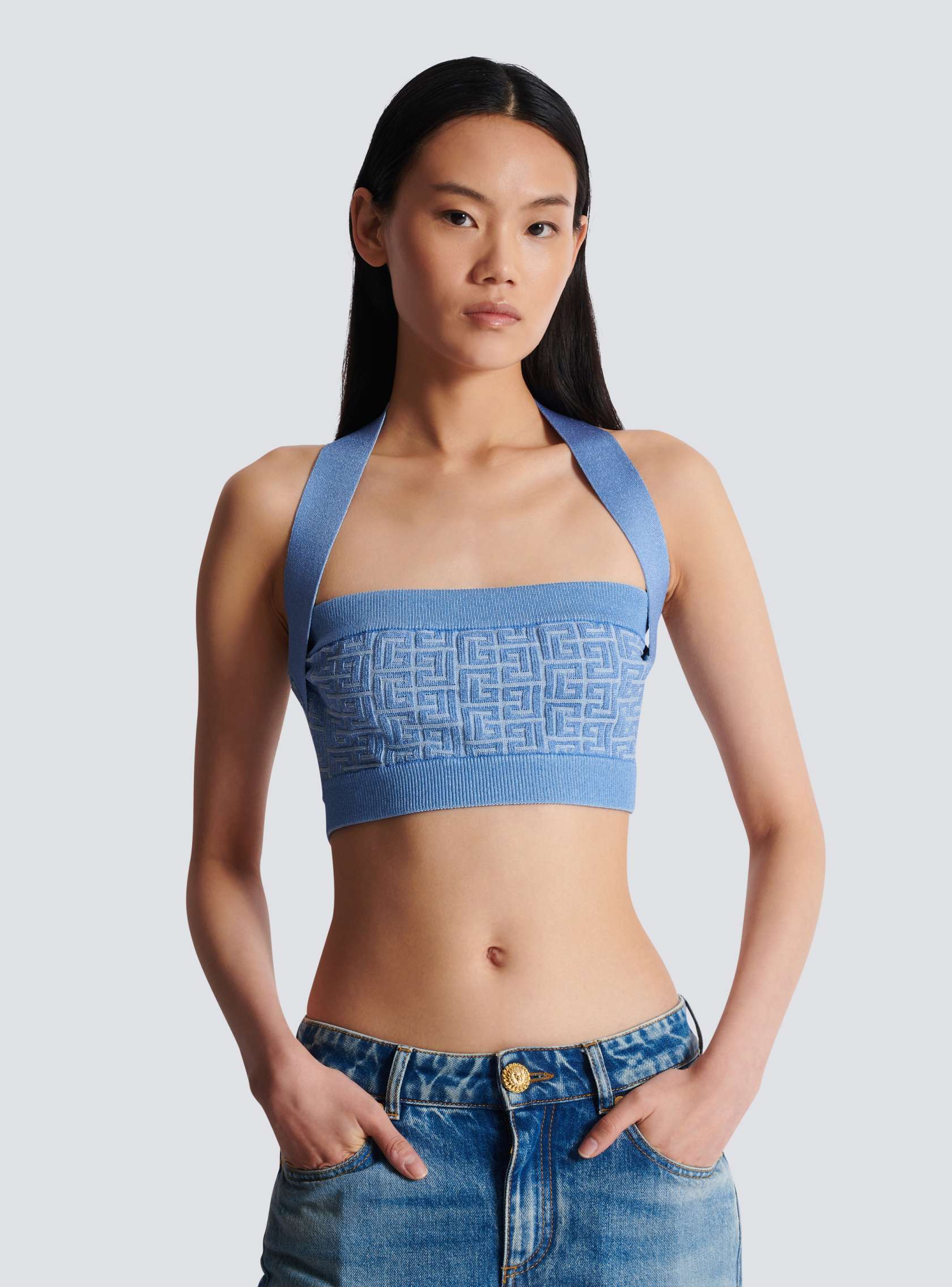 BALMAIN MNG KNIT CROP TOP - BEYMEN