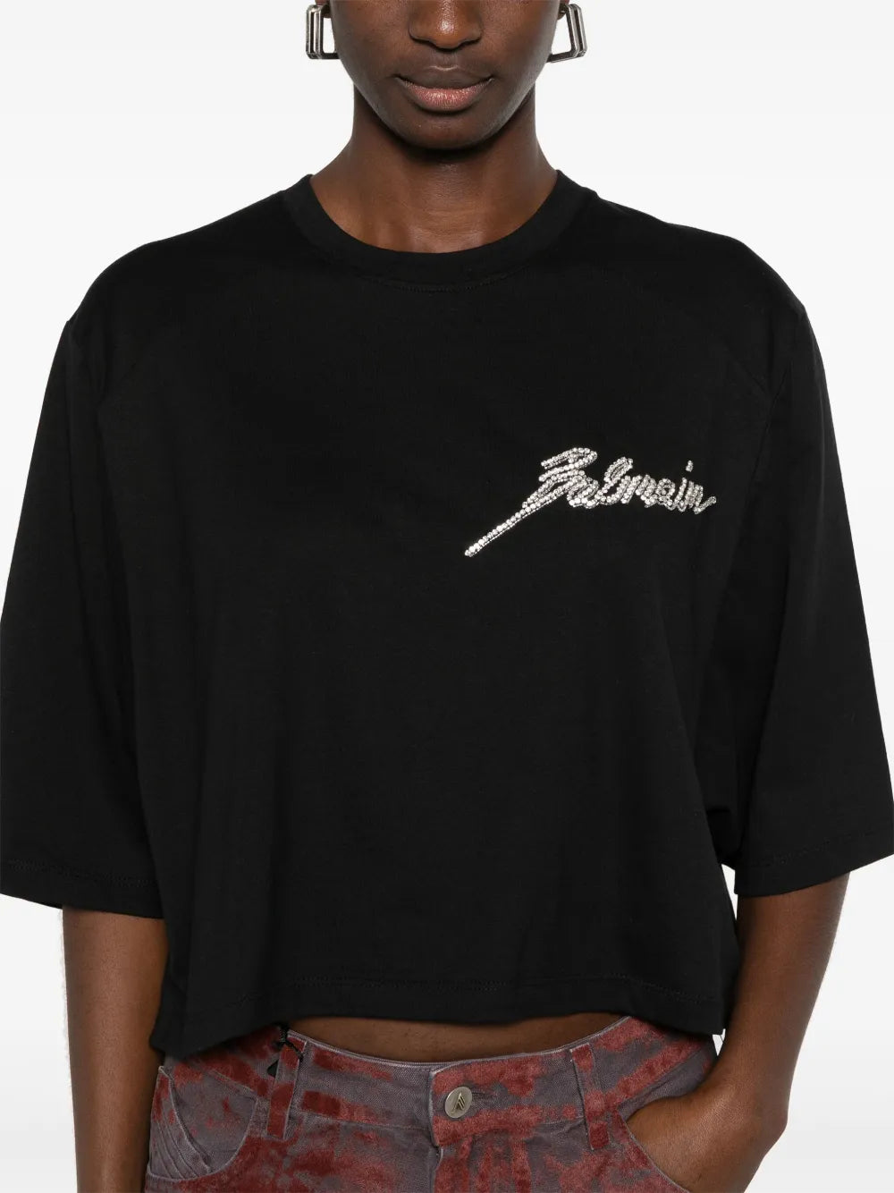 BALMAIN EMBROIDERED CROPPED T-SHIRT - BEYMEN