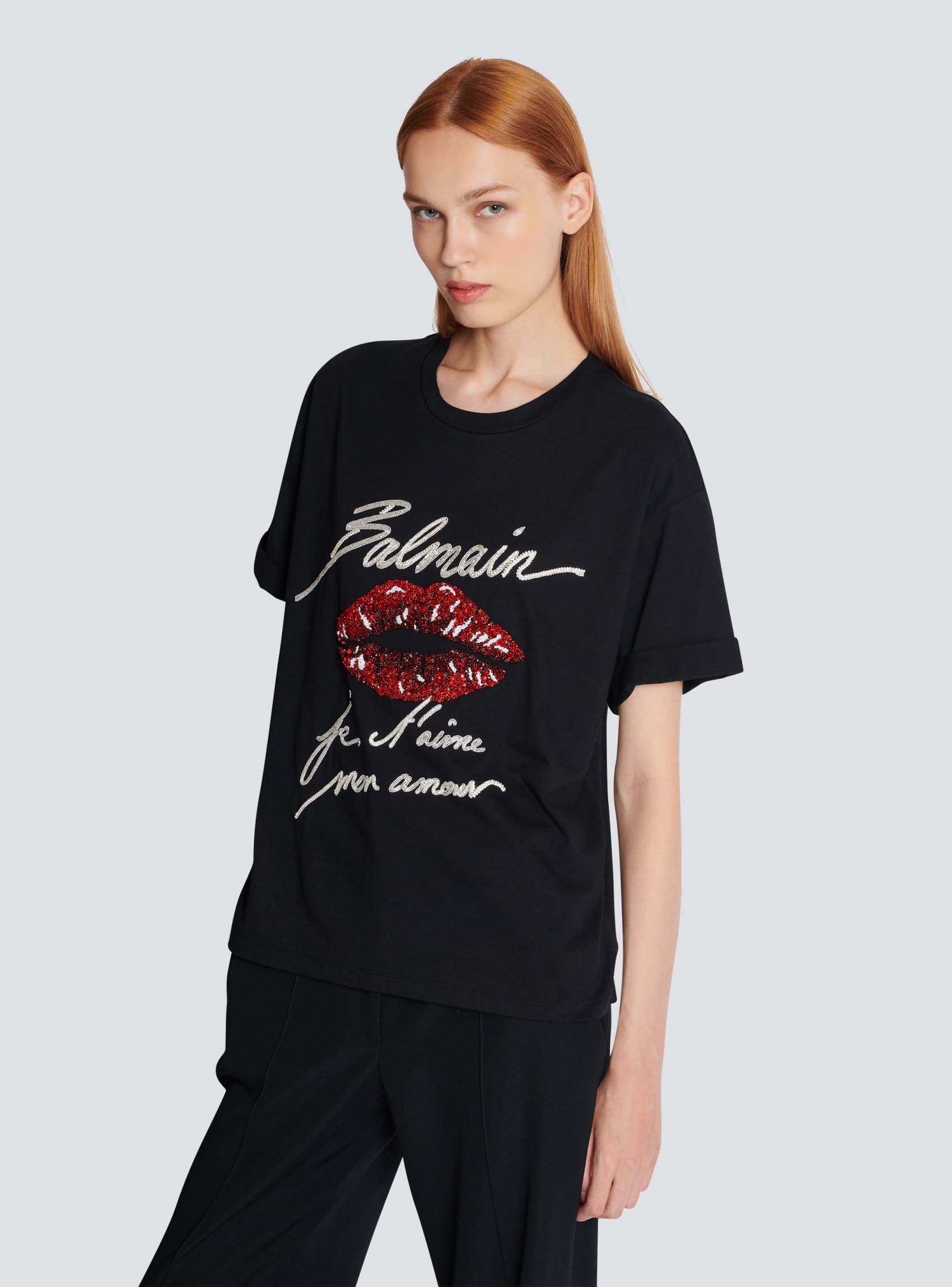 BALMAIN KISS EMBROIDERED T-SHIRT - BEYMEN