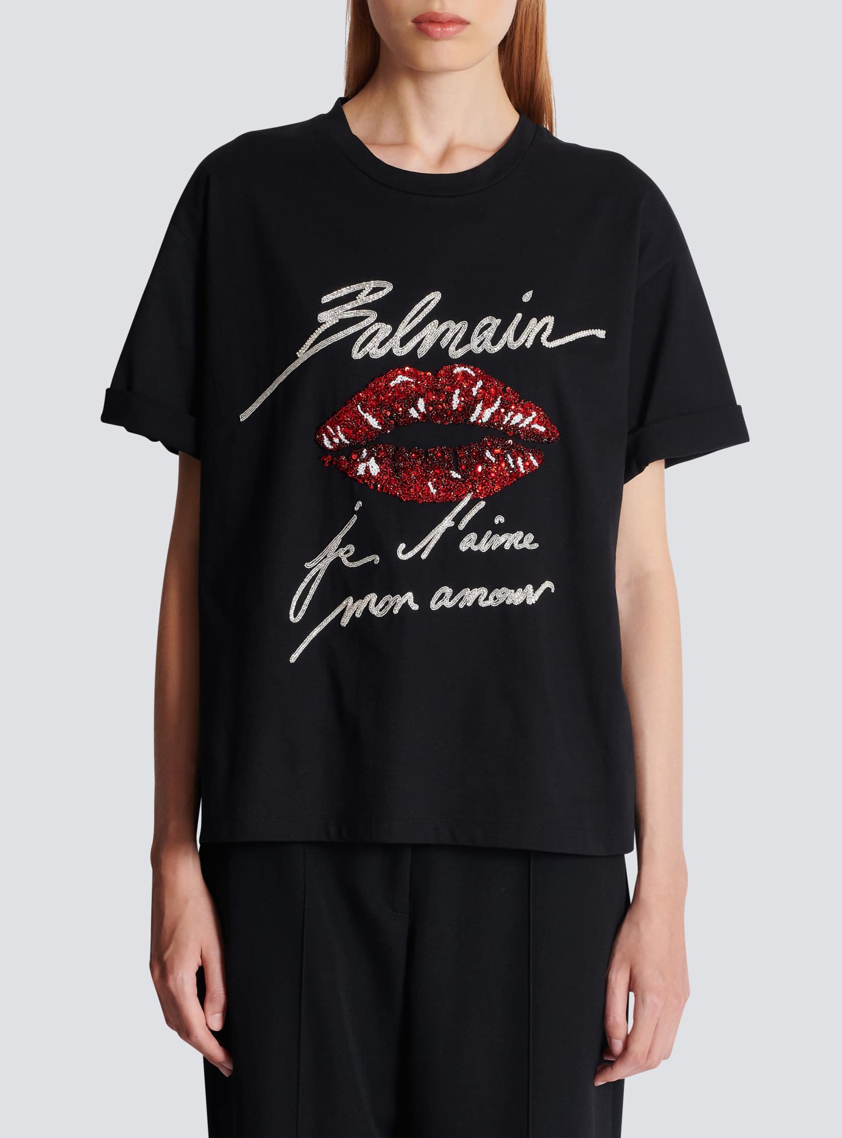 BALMAIN KISS EMBROIDERED T-SHIRT - BEYMEN