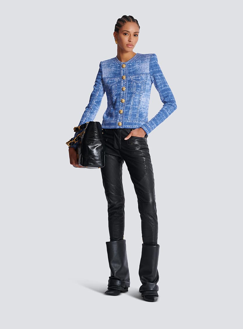BALMAIN DENIM TROMPE CARDIGAN - BEYMEN