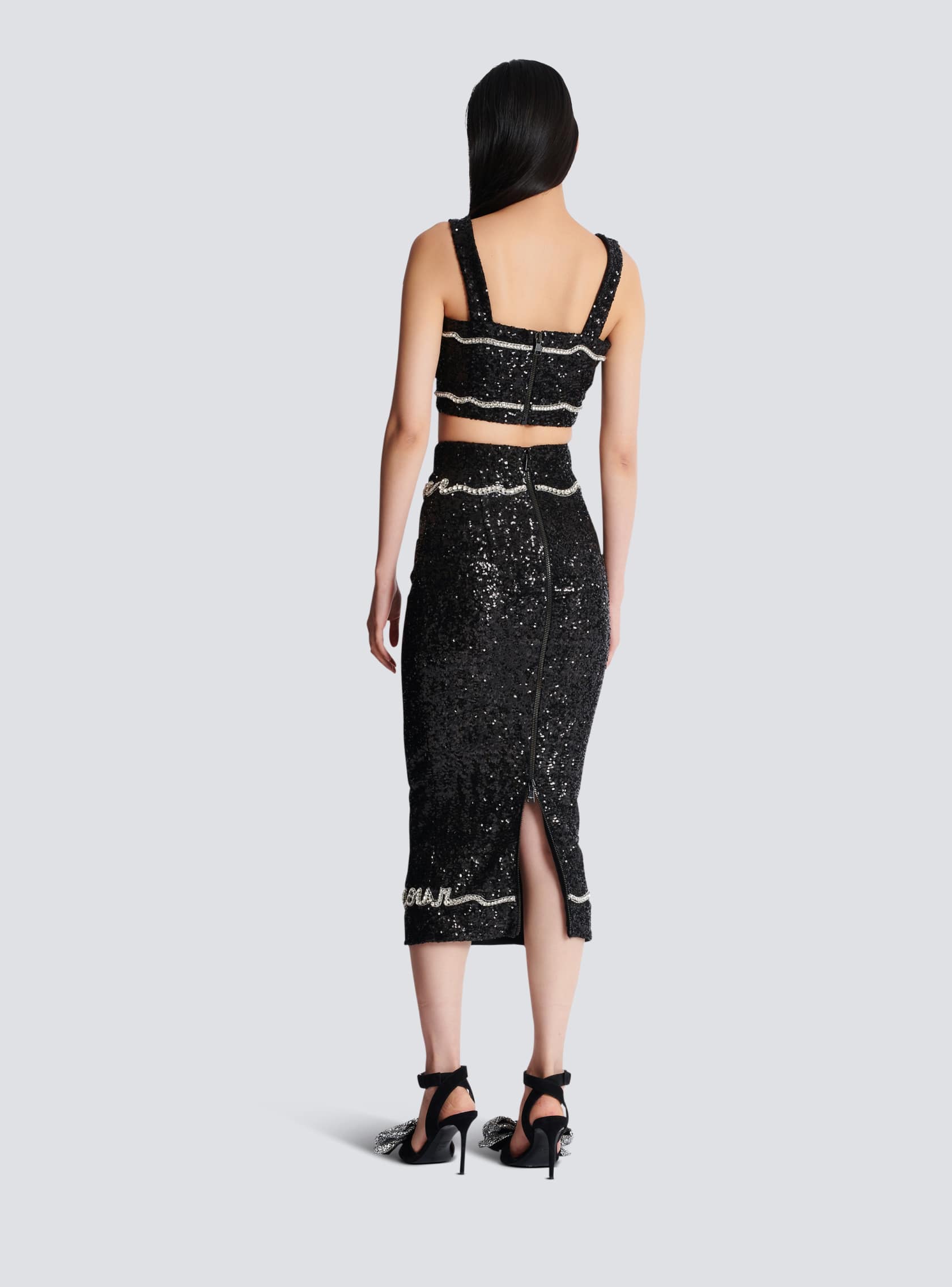 BALMAIN SEQUINS MID SKIRT - BEYMEN