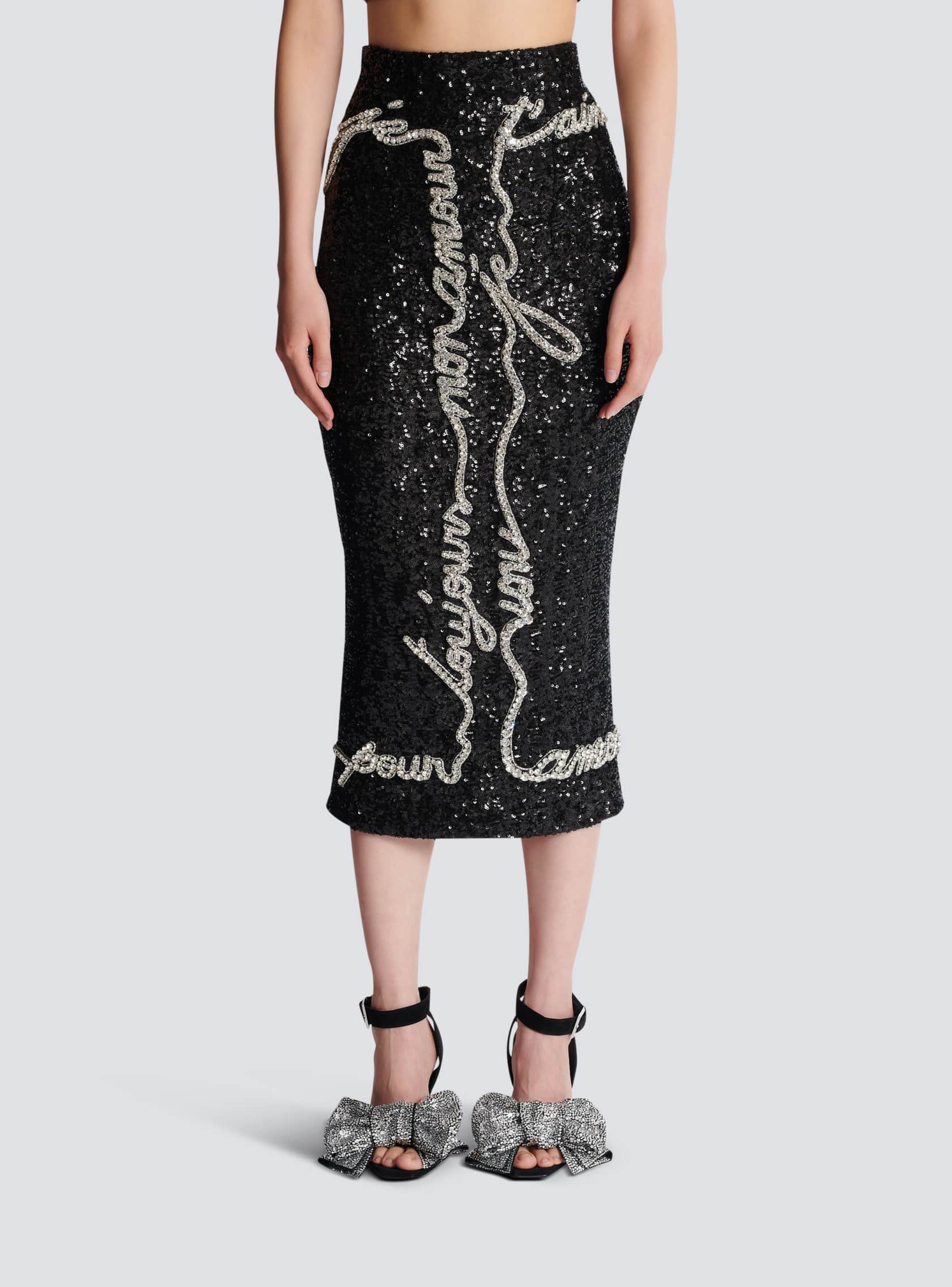 BALMAIN SEQUINS MID SKIRT - BEYMEN