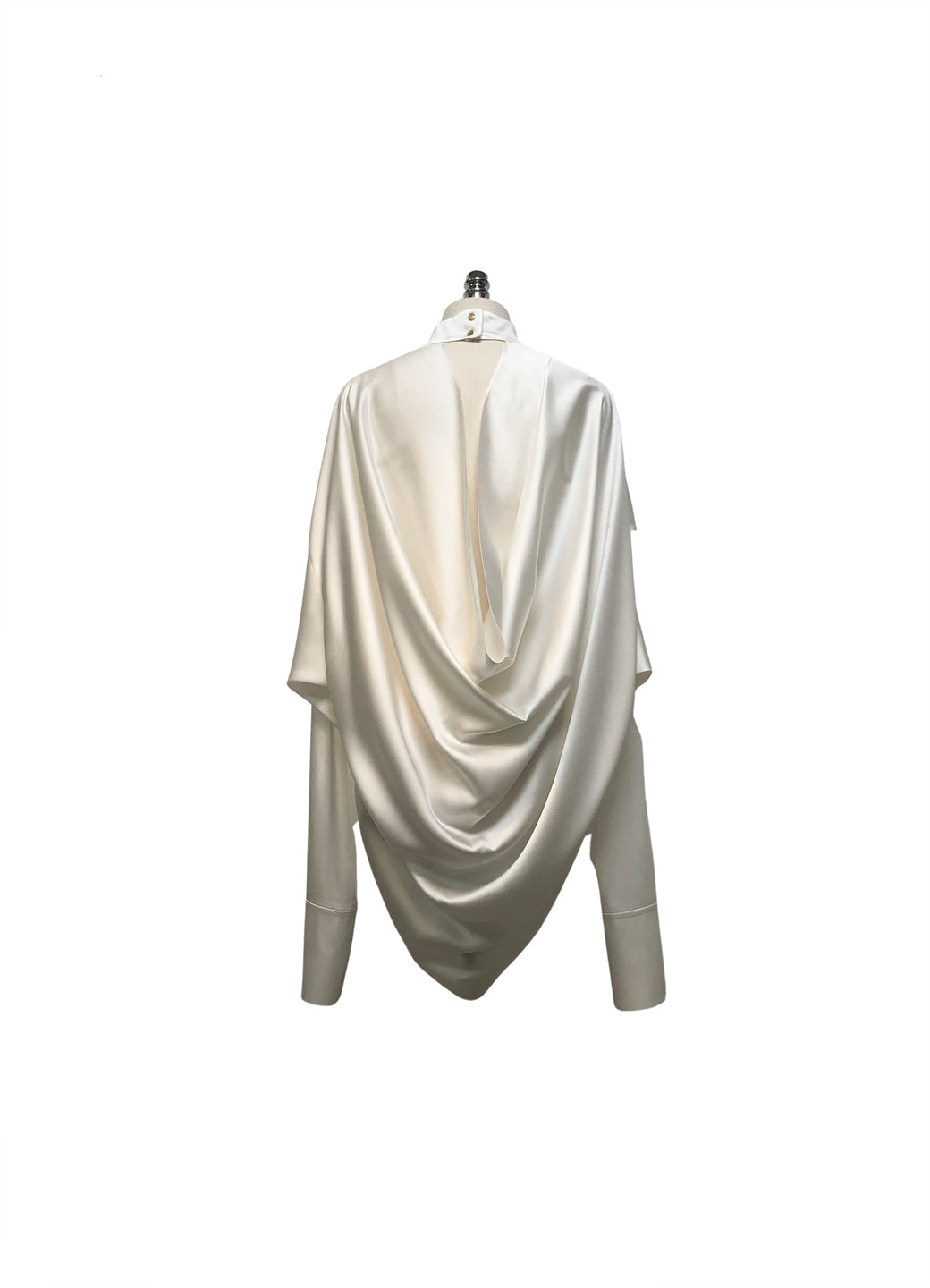 GAZE DE LIN BACK DRAPE SATIN BLOUSE - BEYMEN