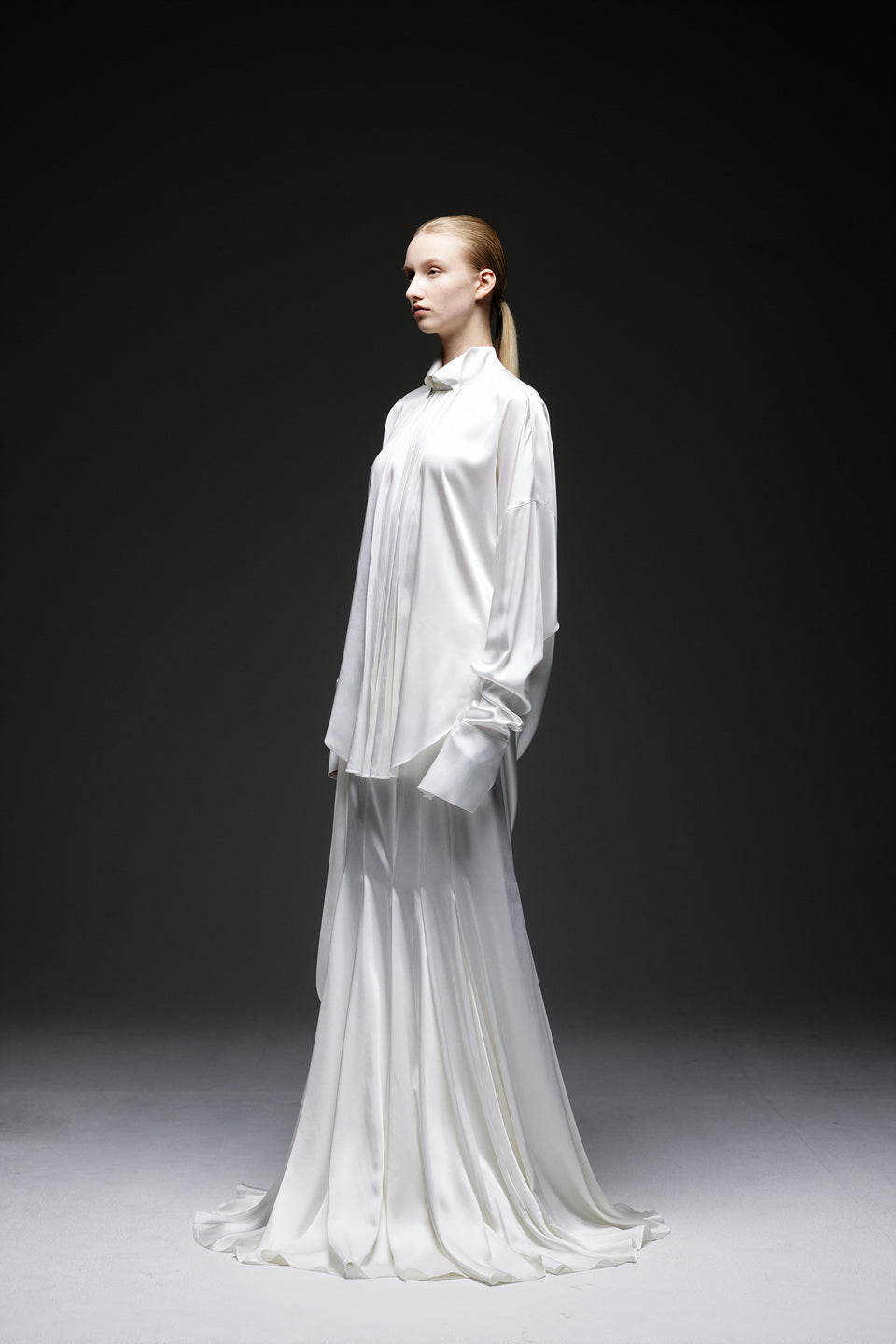 GAZE DE LIN BACK DRAPE SATIN BLOUSE - BEYMEN