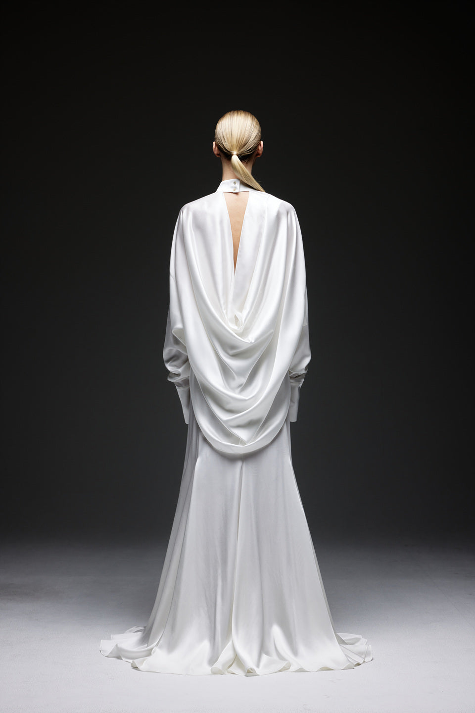 GAZE DE LIN BACK DRAPE SATIN BLOUSE - BEYMEN