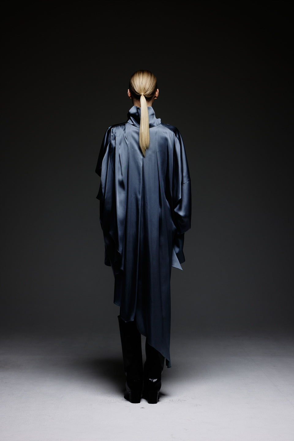 GAZE DE LIN DRAPED SHAWL SATIN SHIRT DRESS - BEYMEN