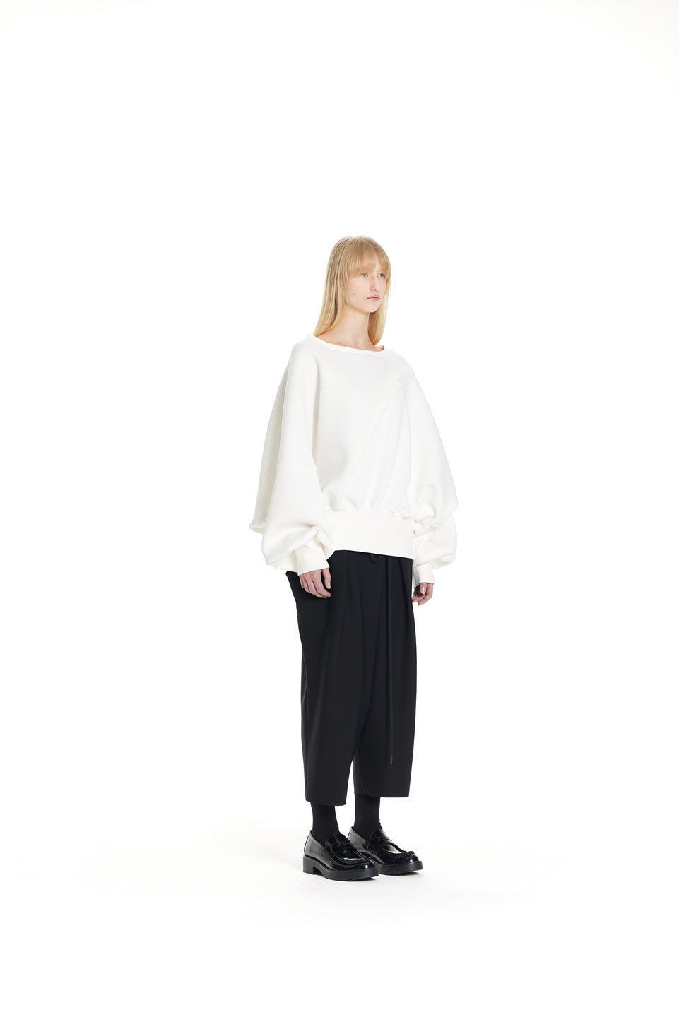 GAZE DE LIN BOAT NECK VOLUME SWEAT TOP - BEYMEN