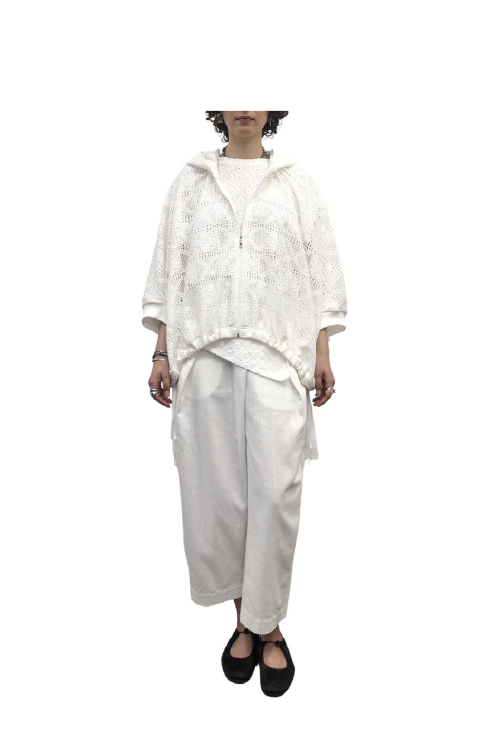 GAZE DE LIN DIAMOND PATTERNLACEHOODED - BEYMEN