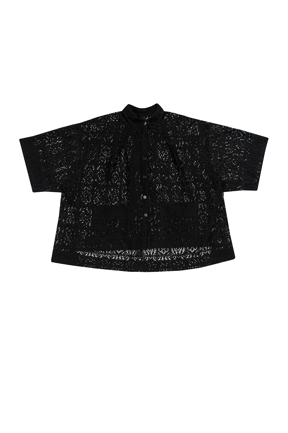 GAZE DE LIN SQUARE PATTERNLACE SHIRT - BEYMEN