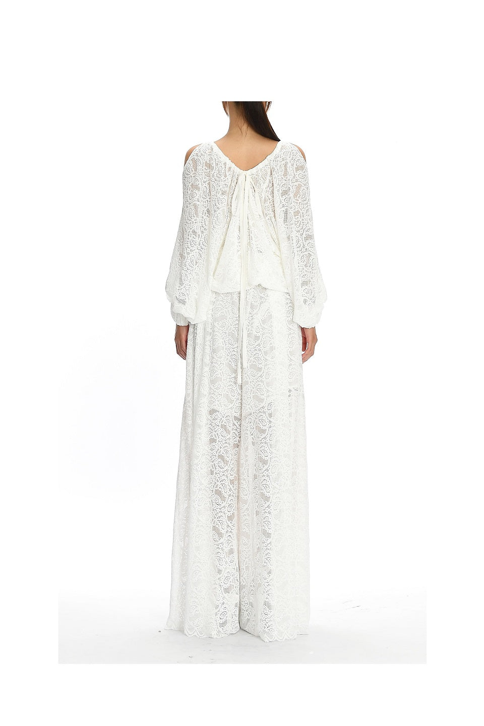 GAZE DE LIN SHIRRING PUFF SLEEVES LACE - BEYMEN
