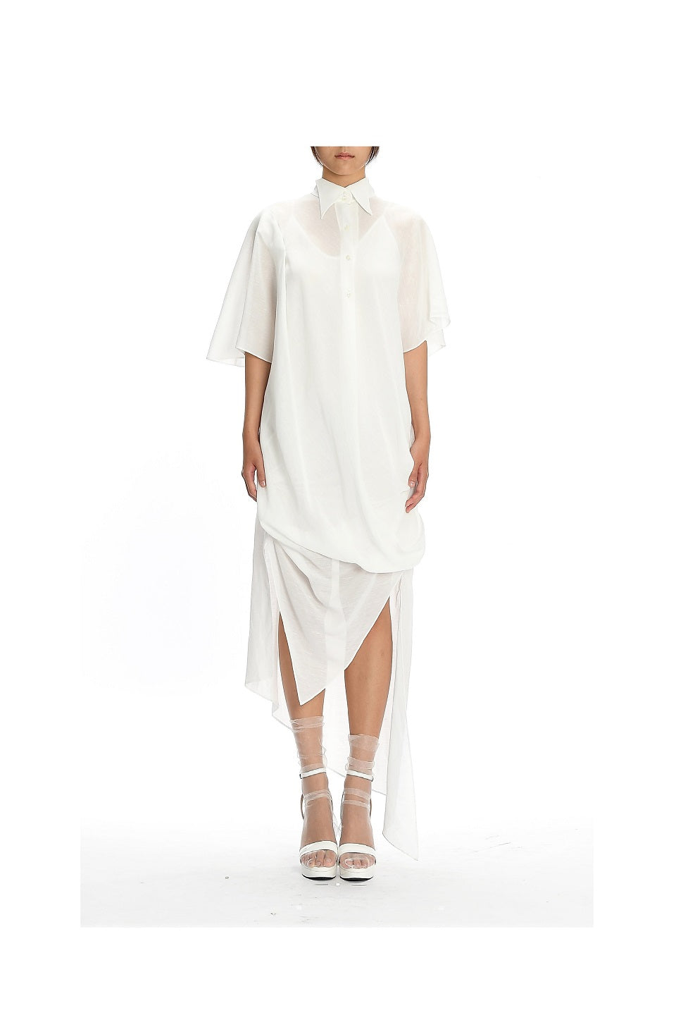 GAZE DE LIN DRAPE DETAIL COOLING DRESS - BEYMEN