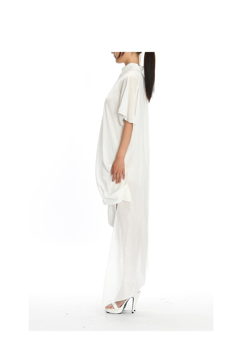 GAZE DE LIN DRAPE DETAIL COOLING DRESS - BEYMEN