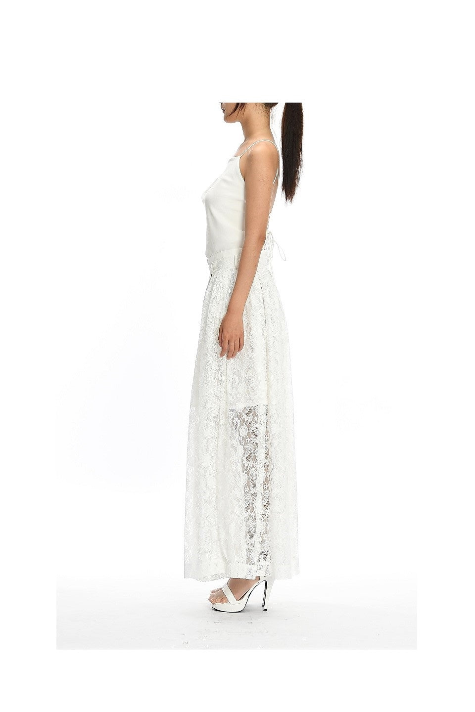 GAZE DE LIN WAIST BAND COLORING LACE VOLUME - BEYMEN