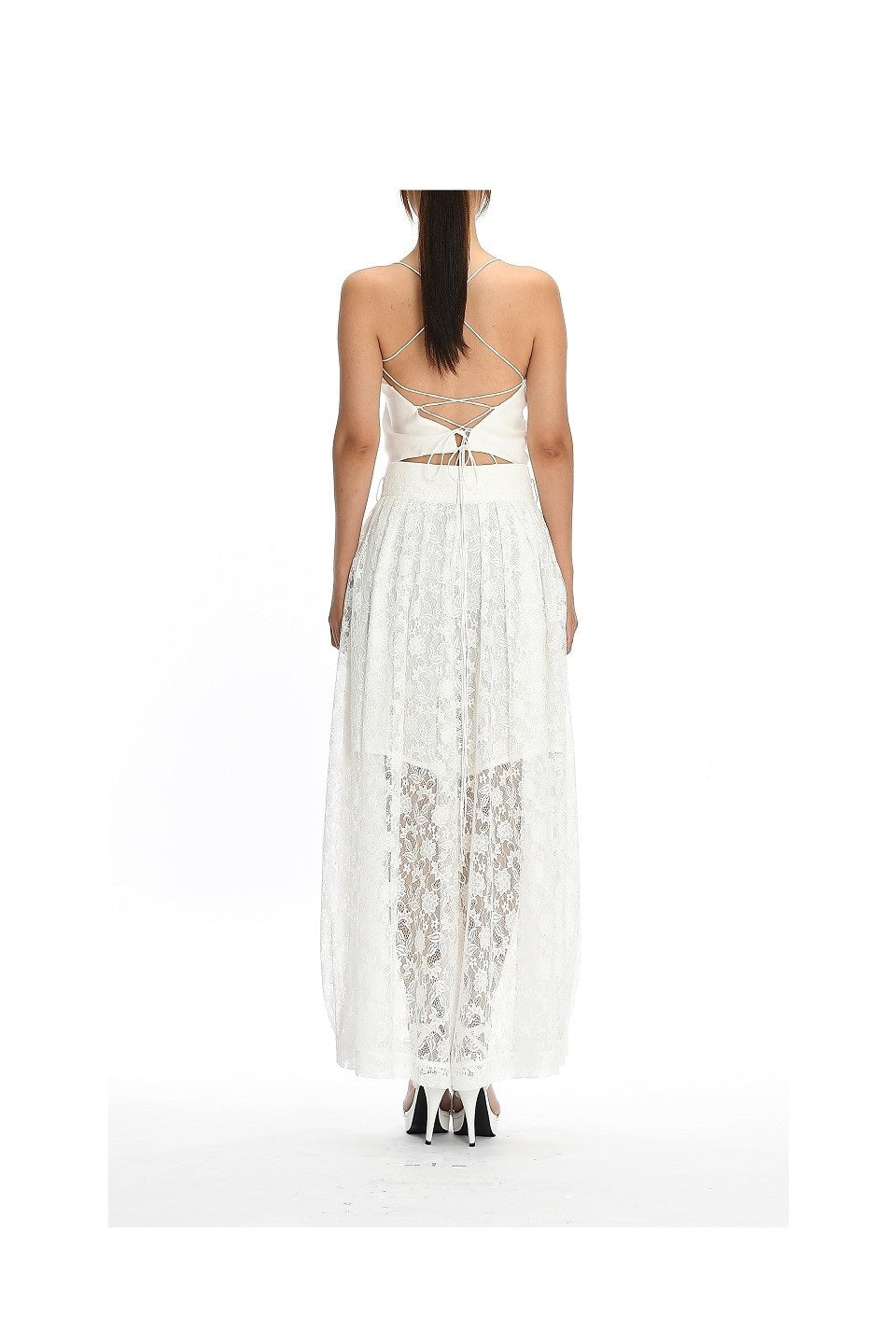 GAZE DE LIN WAIST BAND COLORING LACE VOLUME - BEYMEN