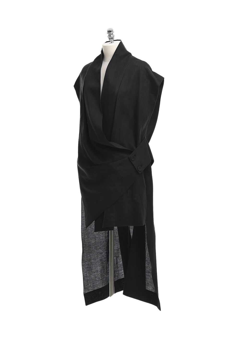 GAZE DE LIN DRAPE COLLARLESS LINEN VEST - BEYMEN
