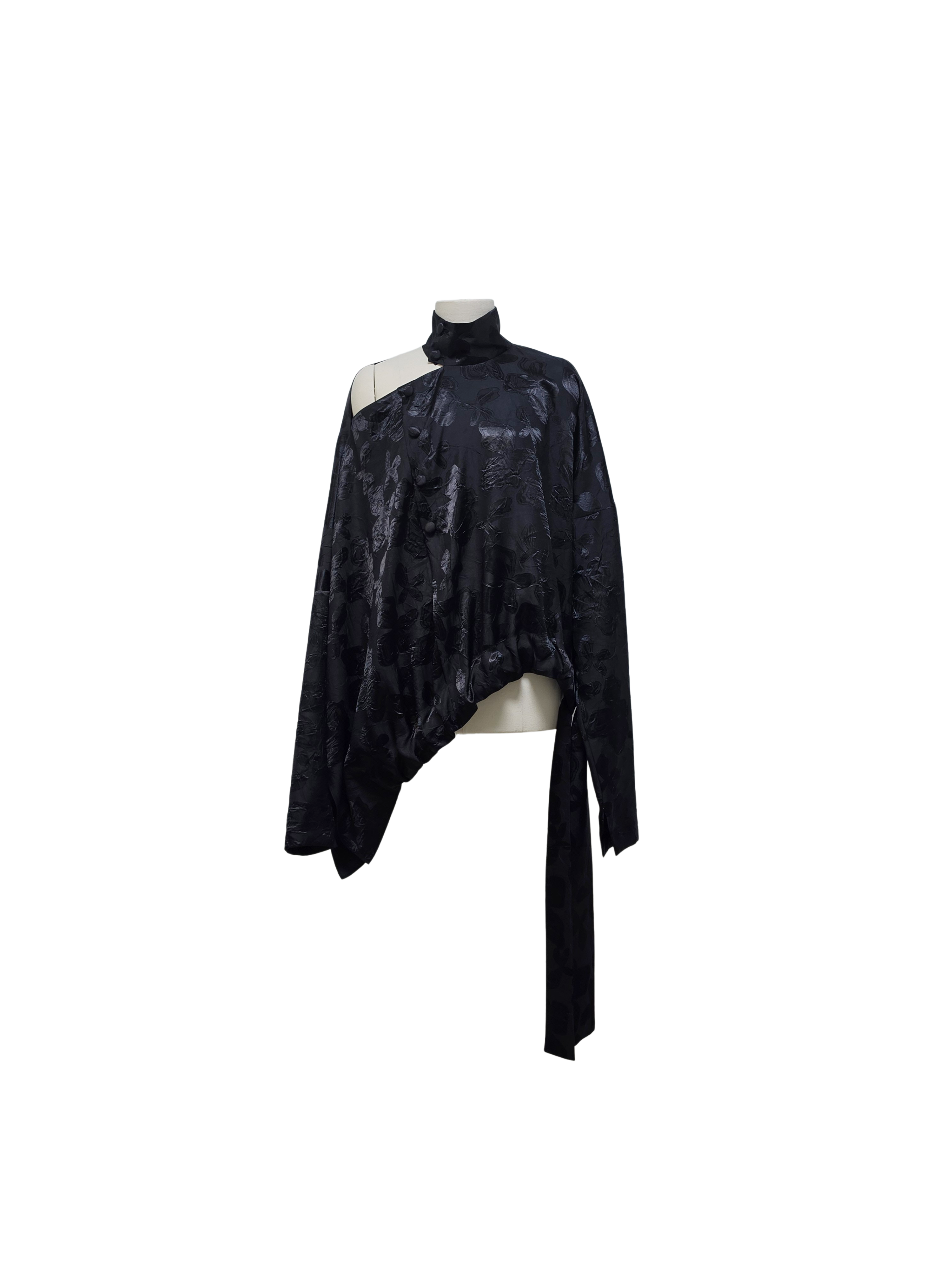 GAZE DE LIN SHOULDER JACQUARD BLOUSE